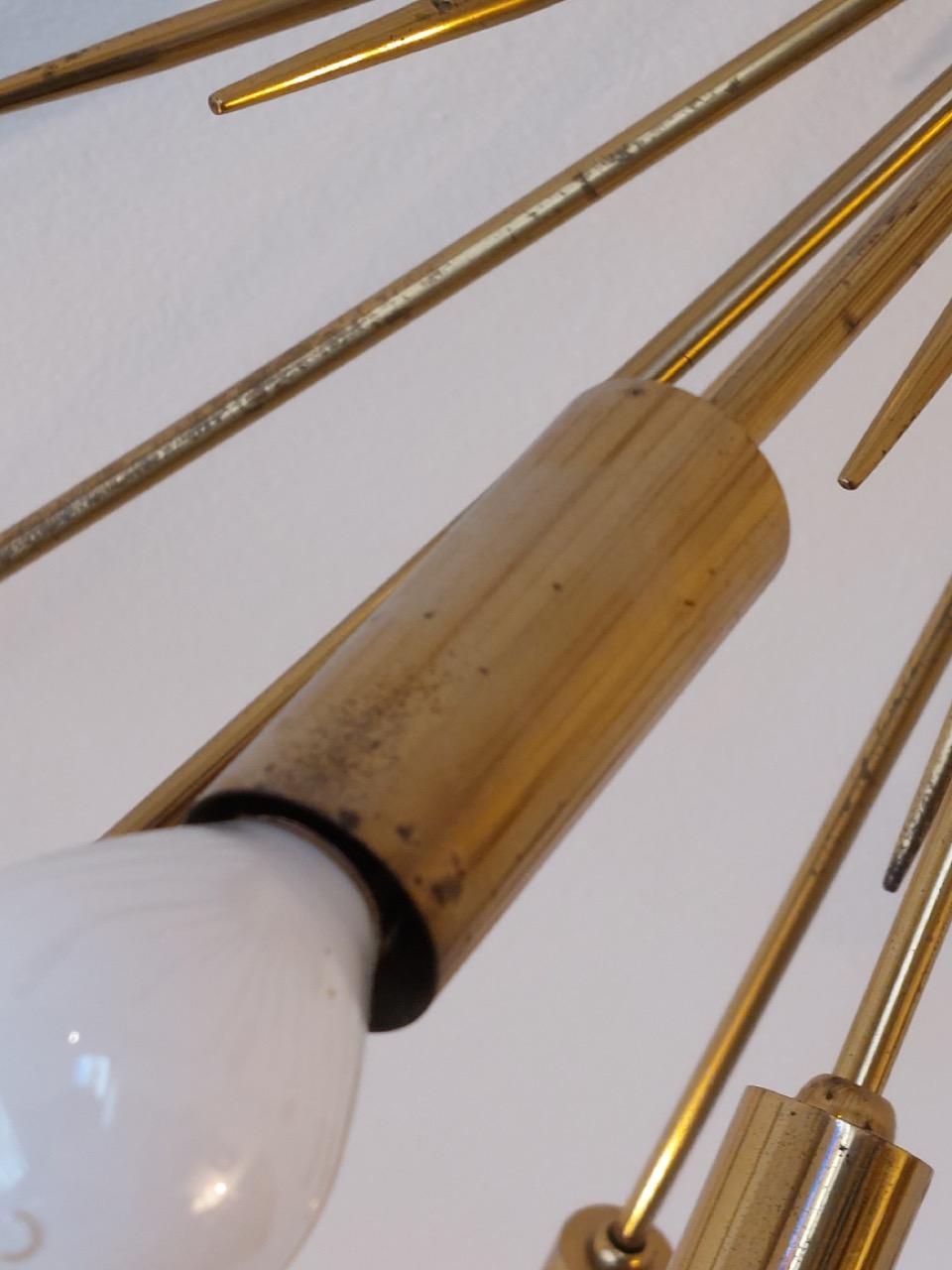 Stilnovo - Lampadario Sputnik in ottone a 19 luci - anni '50 For Sale 8