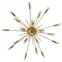 Stilnovo - Lampadario Sputnik in ottone a 19 luci - anni '50