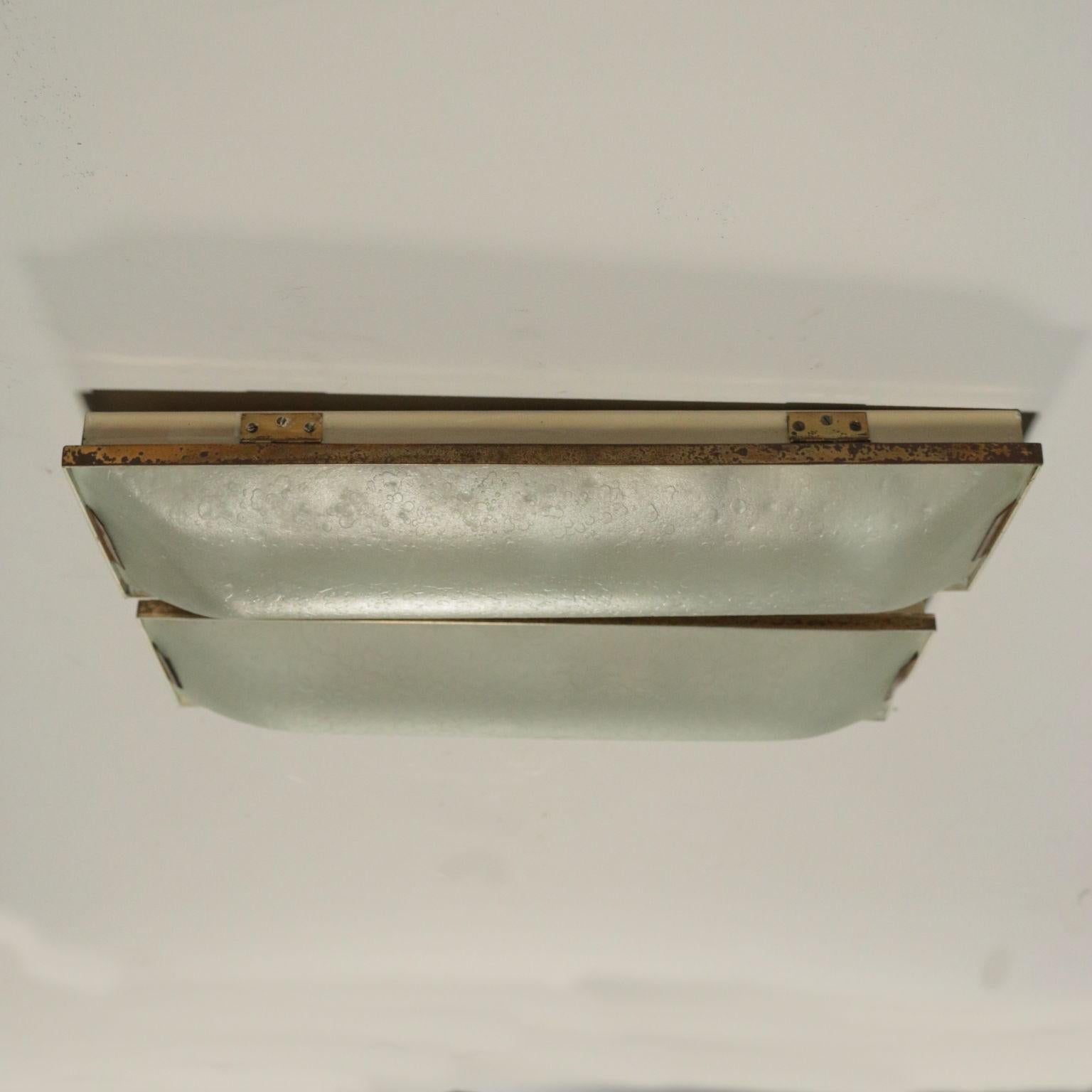 Mid-20th Century Stilnovo Lamps Metal Brass Glass, Italy, 1960s