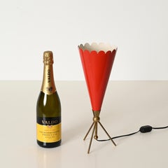 Stilnovo Large Tripod Table Lamp in Brass and Red Metal, Italy, 1950s