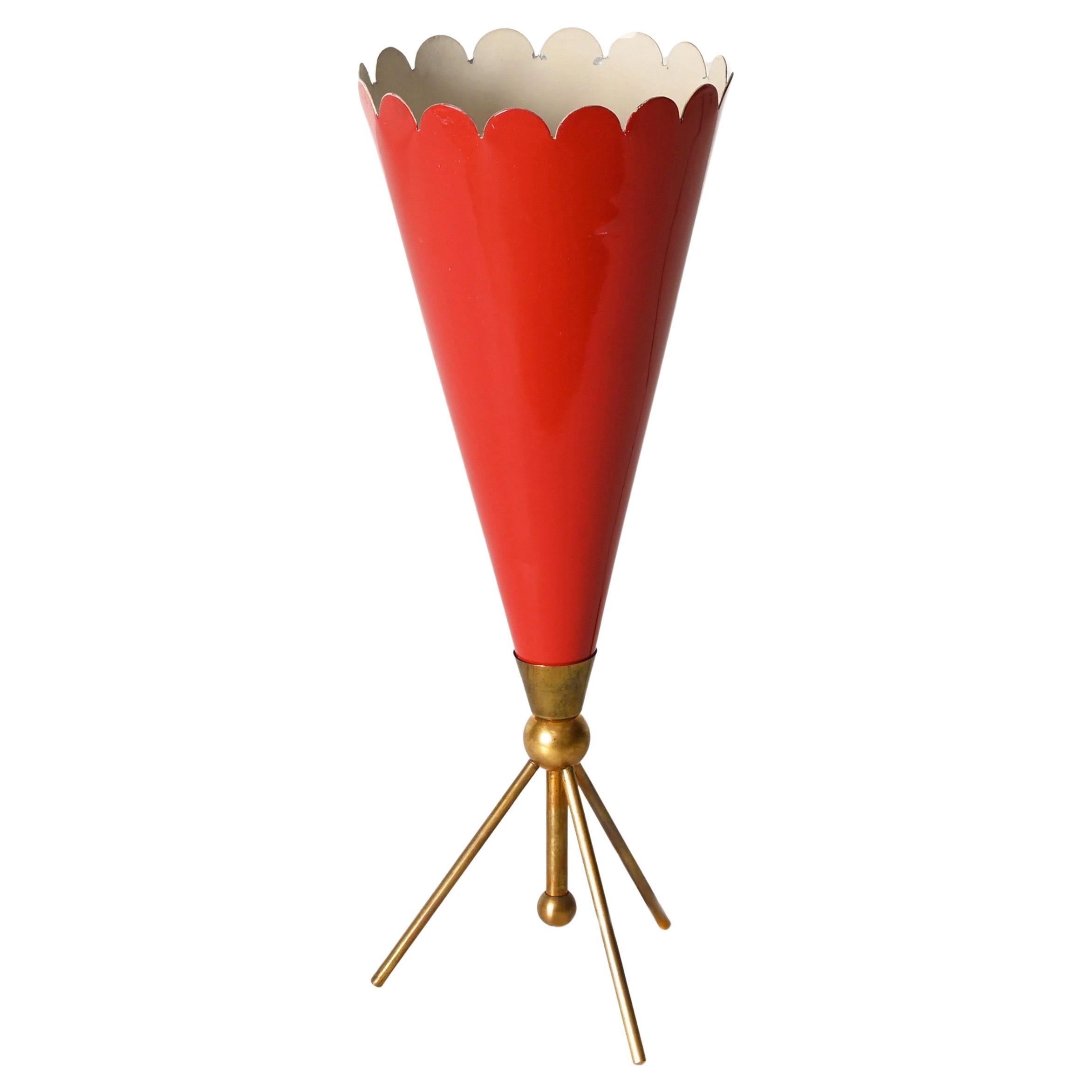 Stilnovo Large Tripod Table Lamp in Brass and Red Metal, Italy, 1950s
