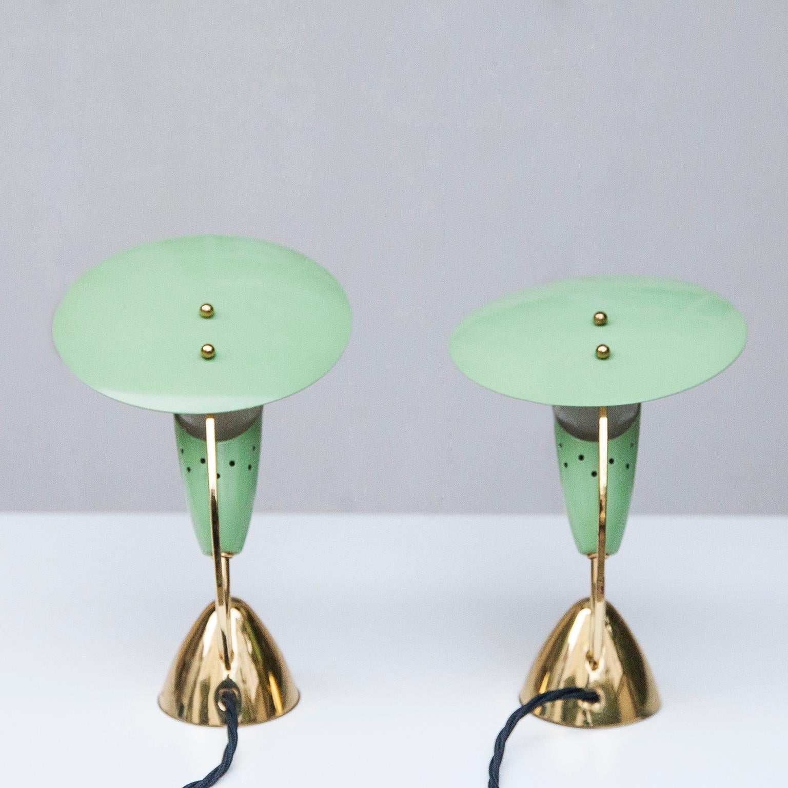 Stilnovo Attributed Light Green Nightstand Table Lamp, Italy, circa 1958 In Excellent Condition In Munich, DE