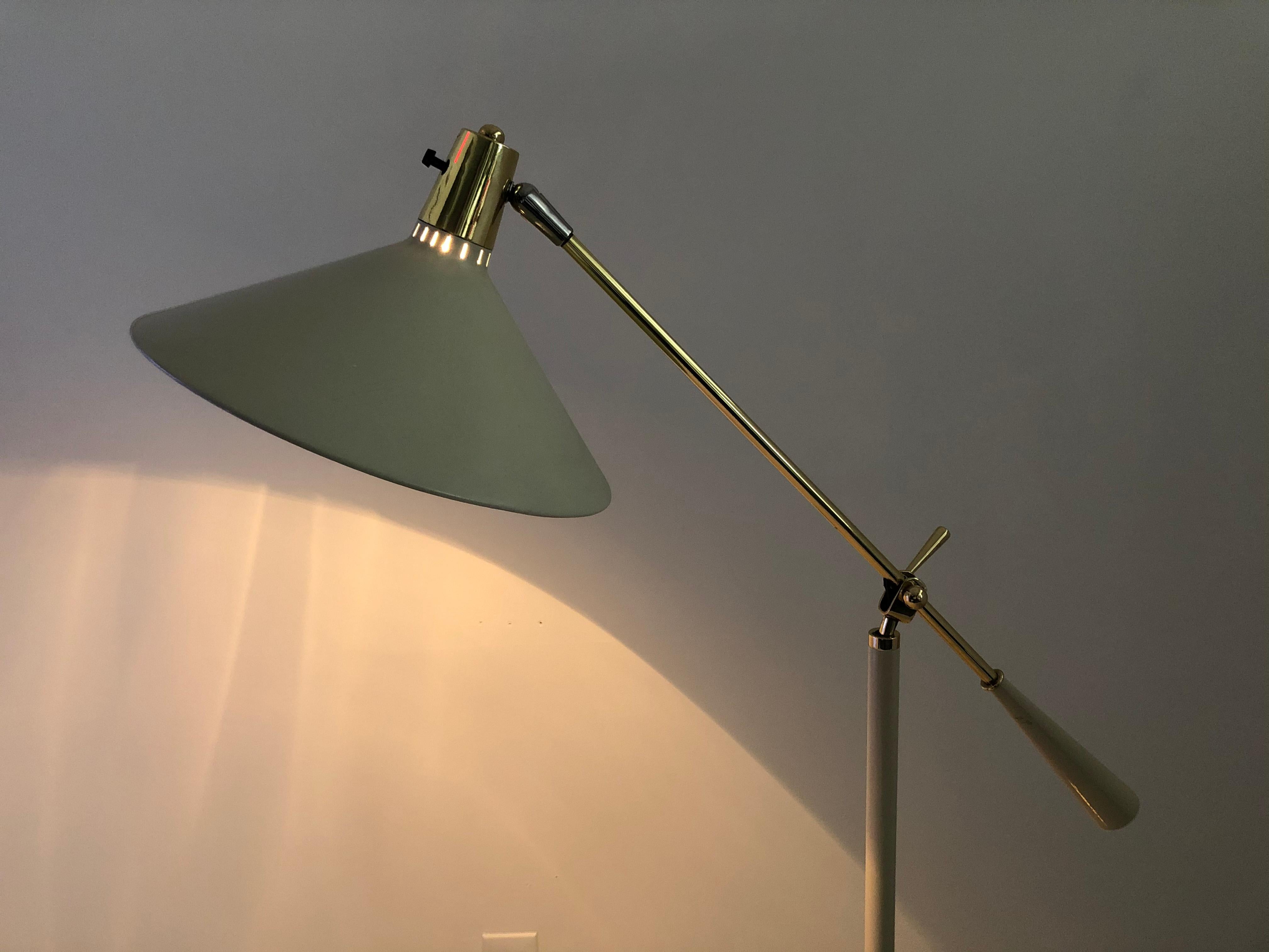 Mid-Century Modern Stilnovo Midcentury Adjustable Height Swing Arm Standing Lamp/Reading Lamps