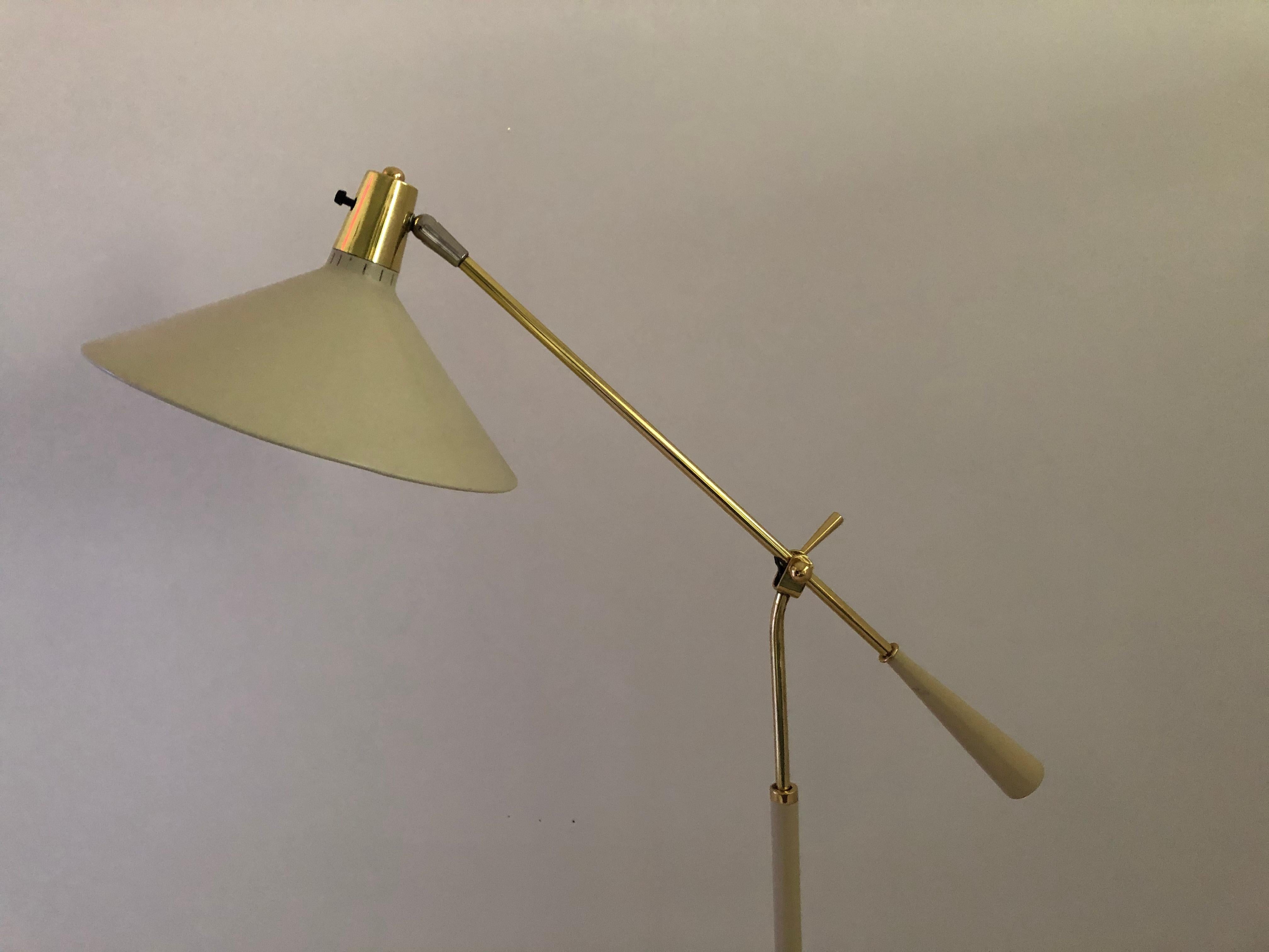Italian Stilnovo Midcentury Adjustable Height Swing Arm Standing Lamp/Reading Lamps