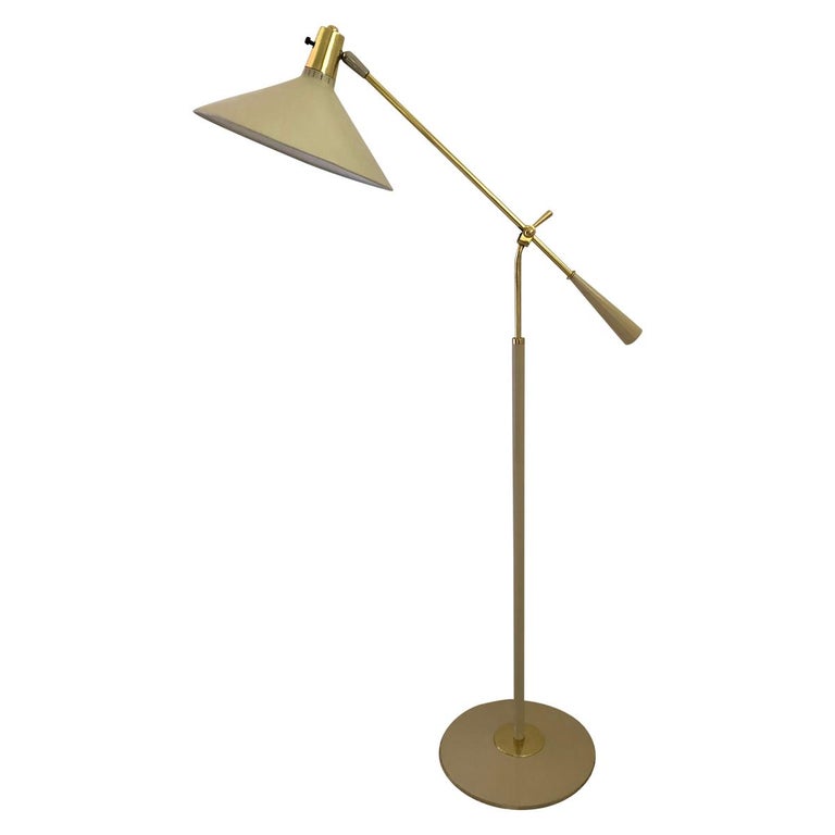 Stilnovo Midcentury Adjustable Height, Adjustable Swing Arm Floor Lamp
