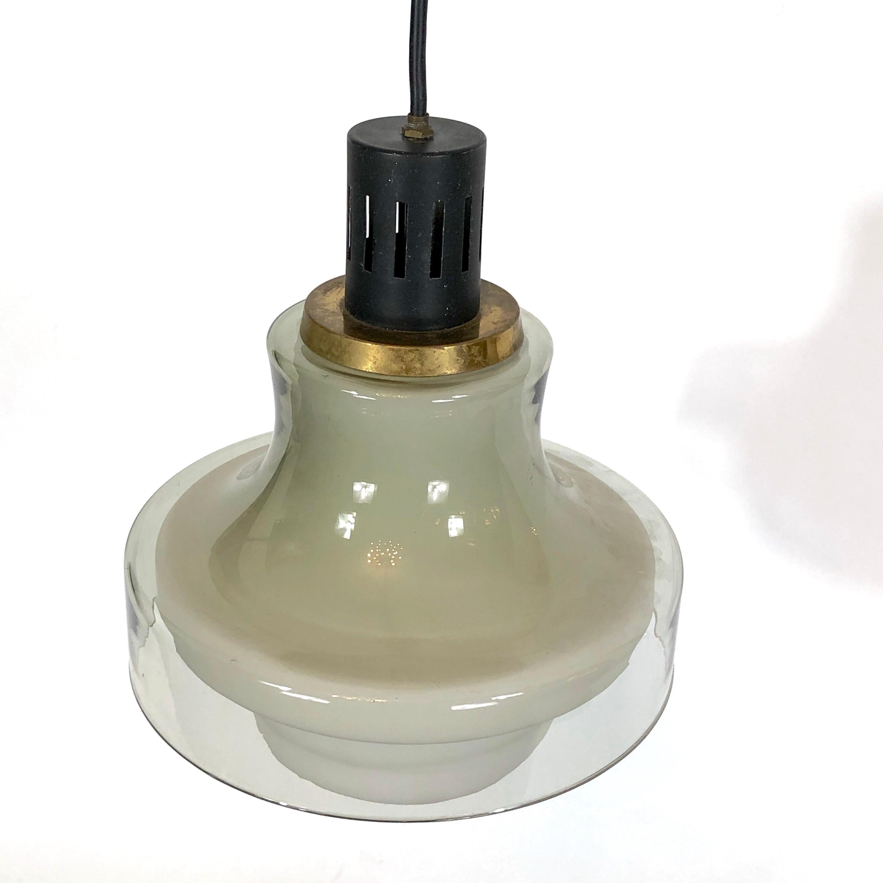 20th Century Stilnovo, Mid-Century Brass Pendant Lamp from 50s For Sale