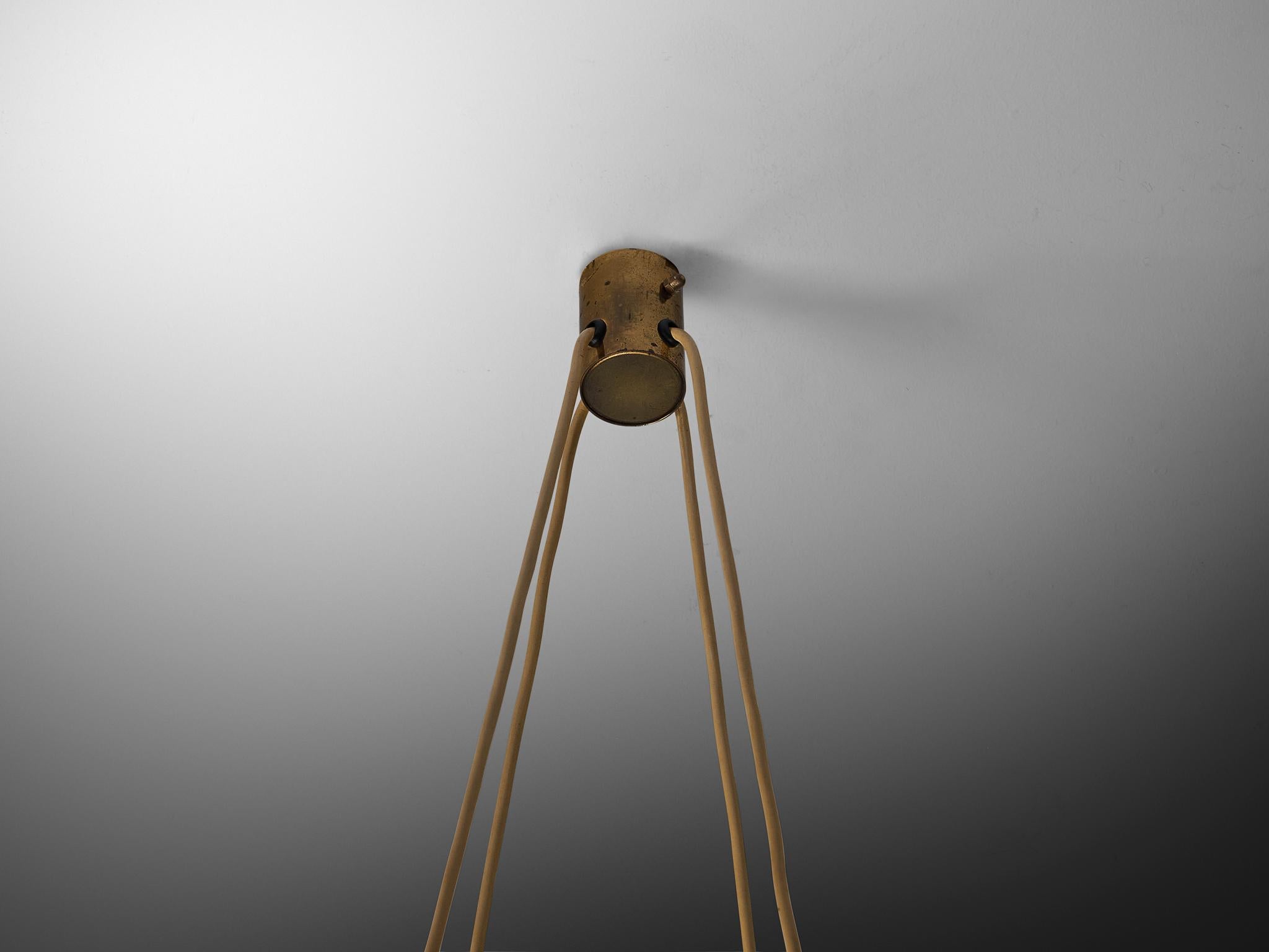 Stilnovo Mid-century Chandelier in Brass and Glass For Sale 4
