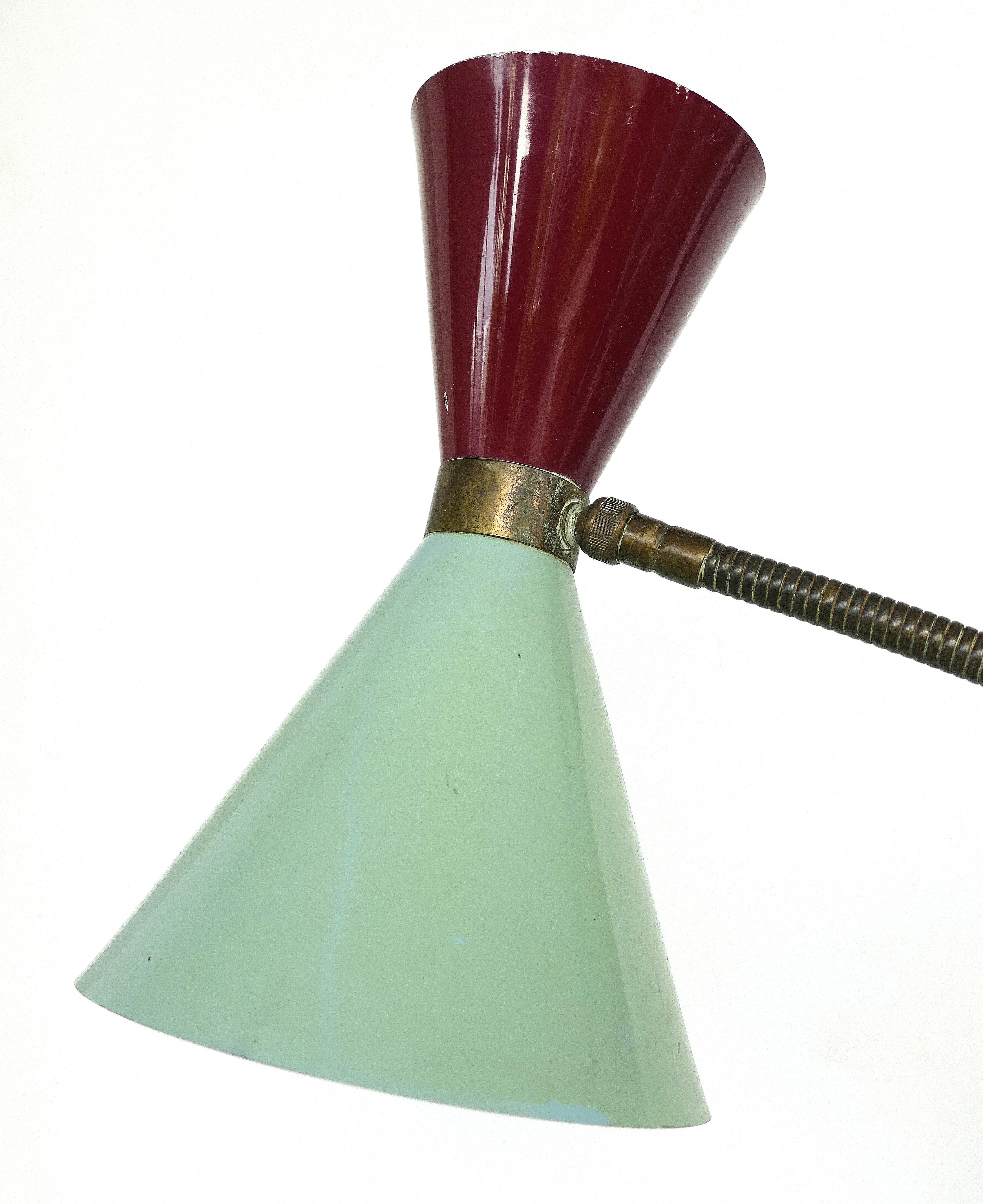 Mid-Century Modern Stilnovo Midcentury Five-Arm Floor Lamp with Gooseneck Arms & Original Paint For Sale