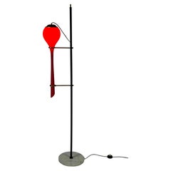 Stilnovo Mid-Century Italian Brass Structure Floor Lamps Vistosi Murano Glass