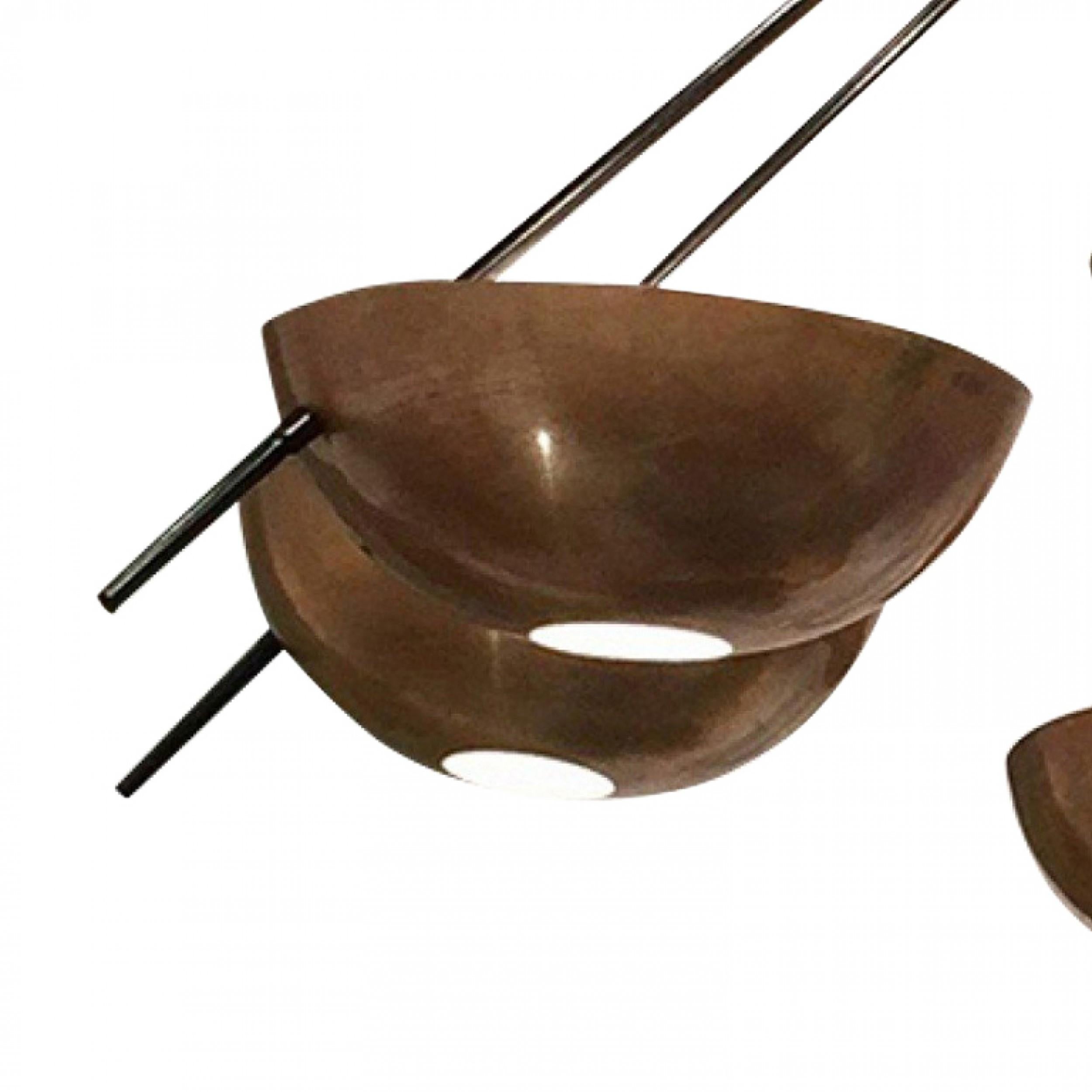 Hand-Crafted Stilnovo Mid-Century Italian Sputnik Brass Chandelier For Sale
