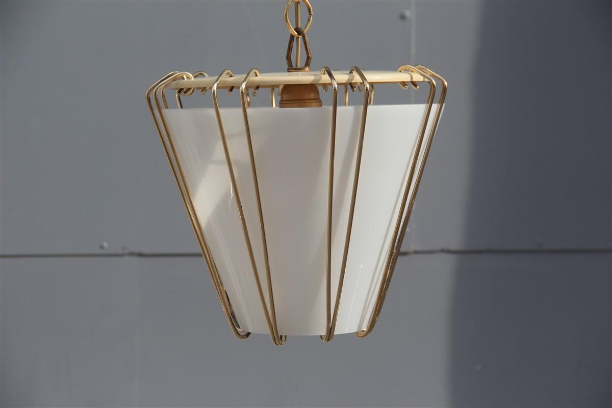 Stilnovo attributed midcentury lantern Italian design brass gold 1950s cone form
Measures: Only glass height cm.28, diameter cm.25.
1 lamp bulb E27 max 80 Watt.