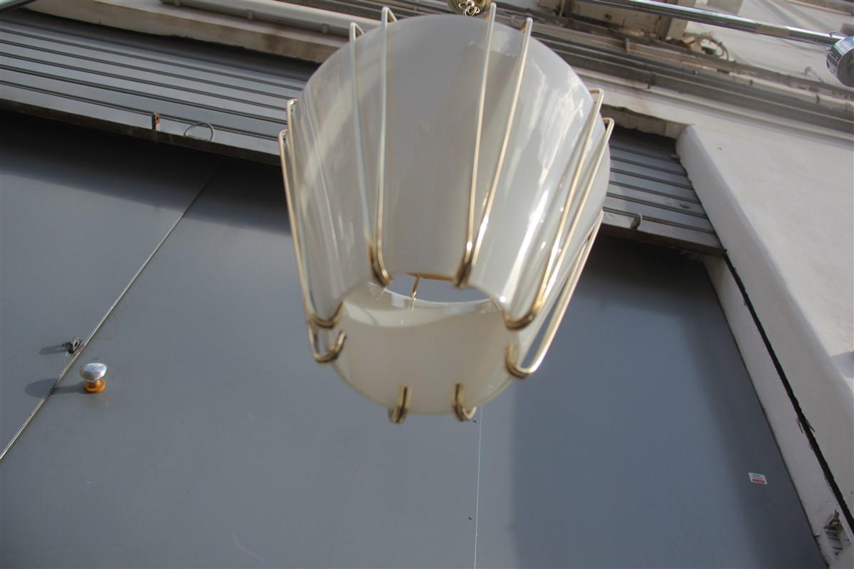 Stilnovo Style Midcentury Lantern Italian Design Brass Gold 1950s Cone Form In Good Condition In Palermo, Sicily