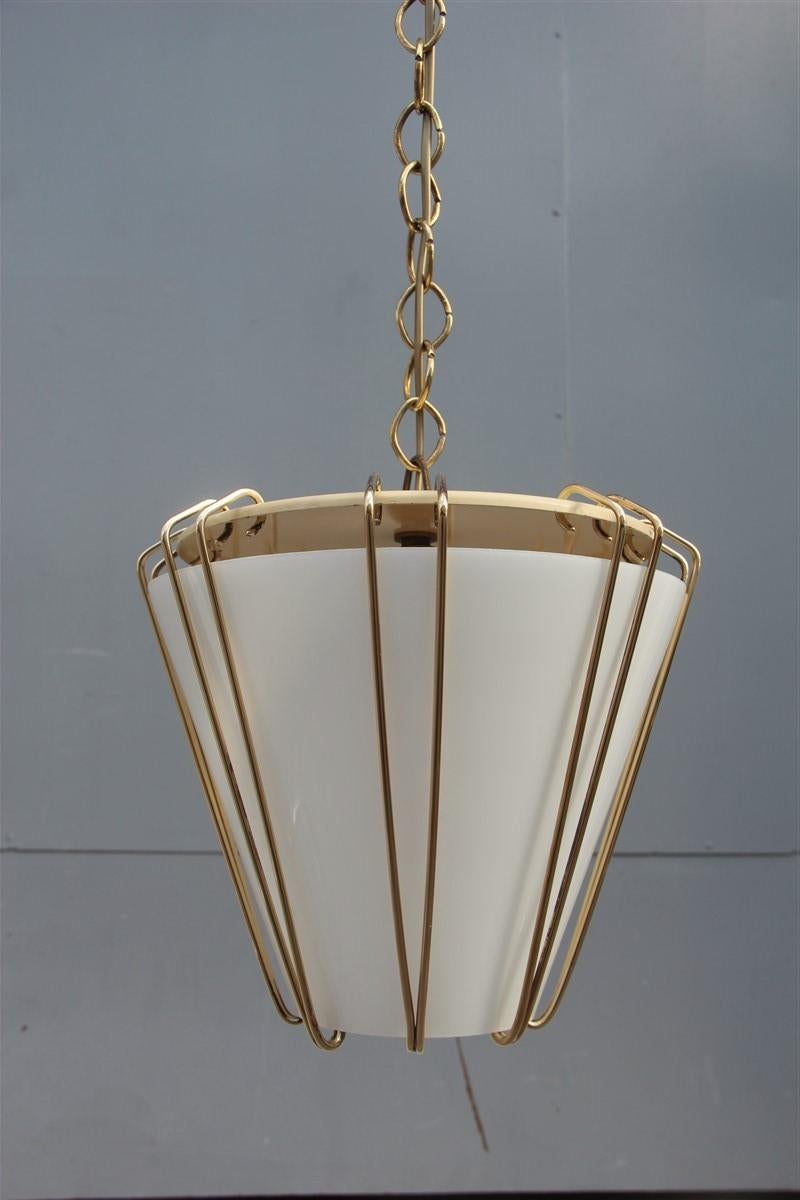 Stilnovo Style Midcentury Lantern Italian Design Brass Gold 1950s Cone Form 1