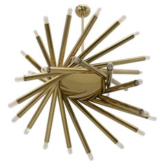 Stilnovo Mid-Century Modern Italian 30-Light Brass Chandelier, 1960s, Rare
