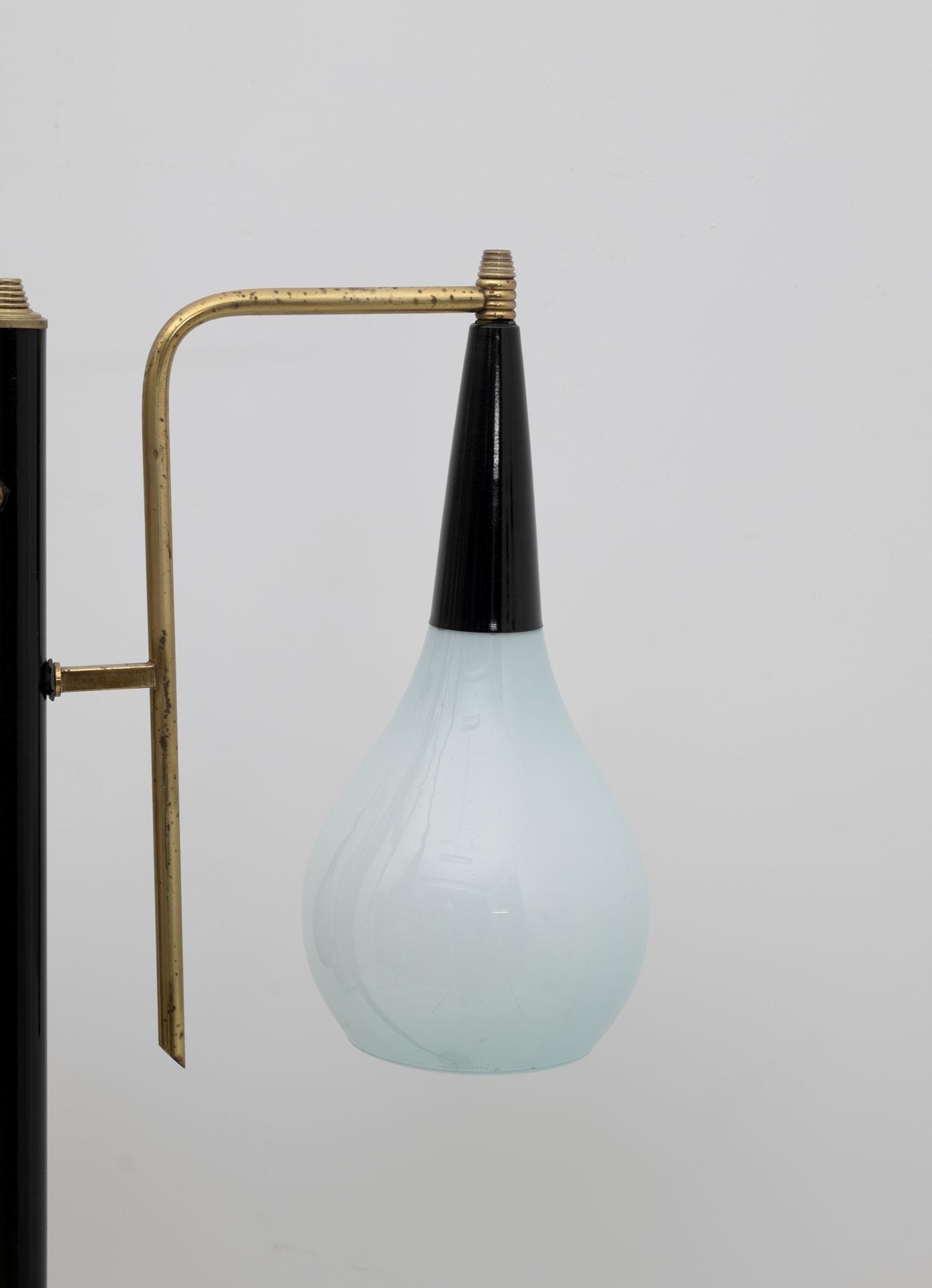 Stilnovo Mid Century Modern Italian Brass And Colored Glass Floor Lamp, 1950s For Sale 2