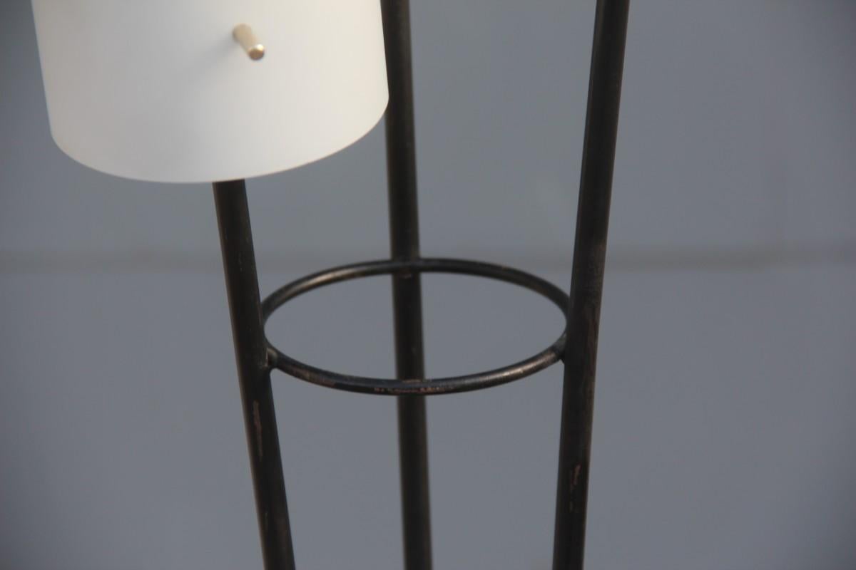 Mid-20th Century Stilnovo Mid-Century Modern Italian Floor Lamp Glass Brass White Black Color 