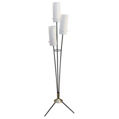 Stilnovo Mid-Century Modern Italian Floor Lamp Glass Brass White Black Color 