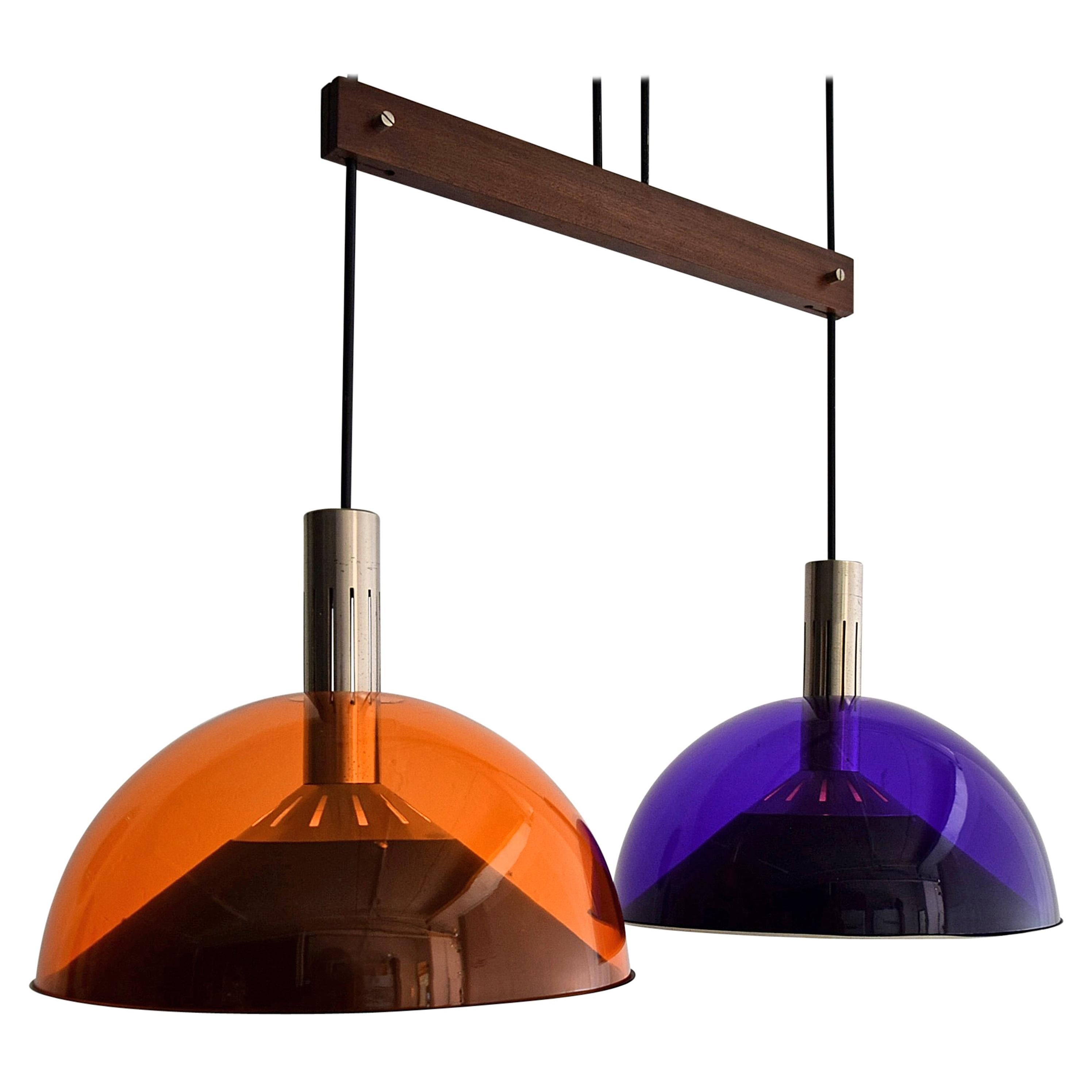 Stilnovo Mid-Century Modern Purple and Orange Ceiling Lamp For Sale