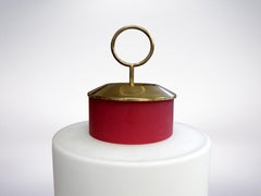 Stilnovo, Mid-Century Modern Red Glass and Brass Table Lamp, 1950