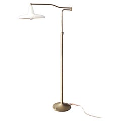 Stilnovo Mid-Century Reading Floor Lamp Brass whit lacquered Metal italy 1950s