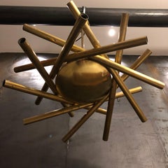 Stilnovo Midcentury Brass Italian Spiral Chandelier, 1950s