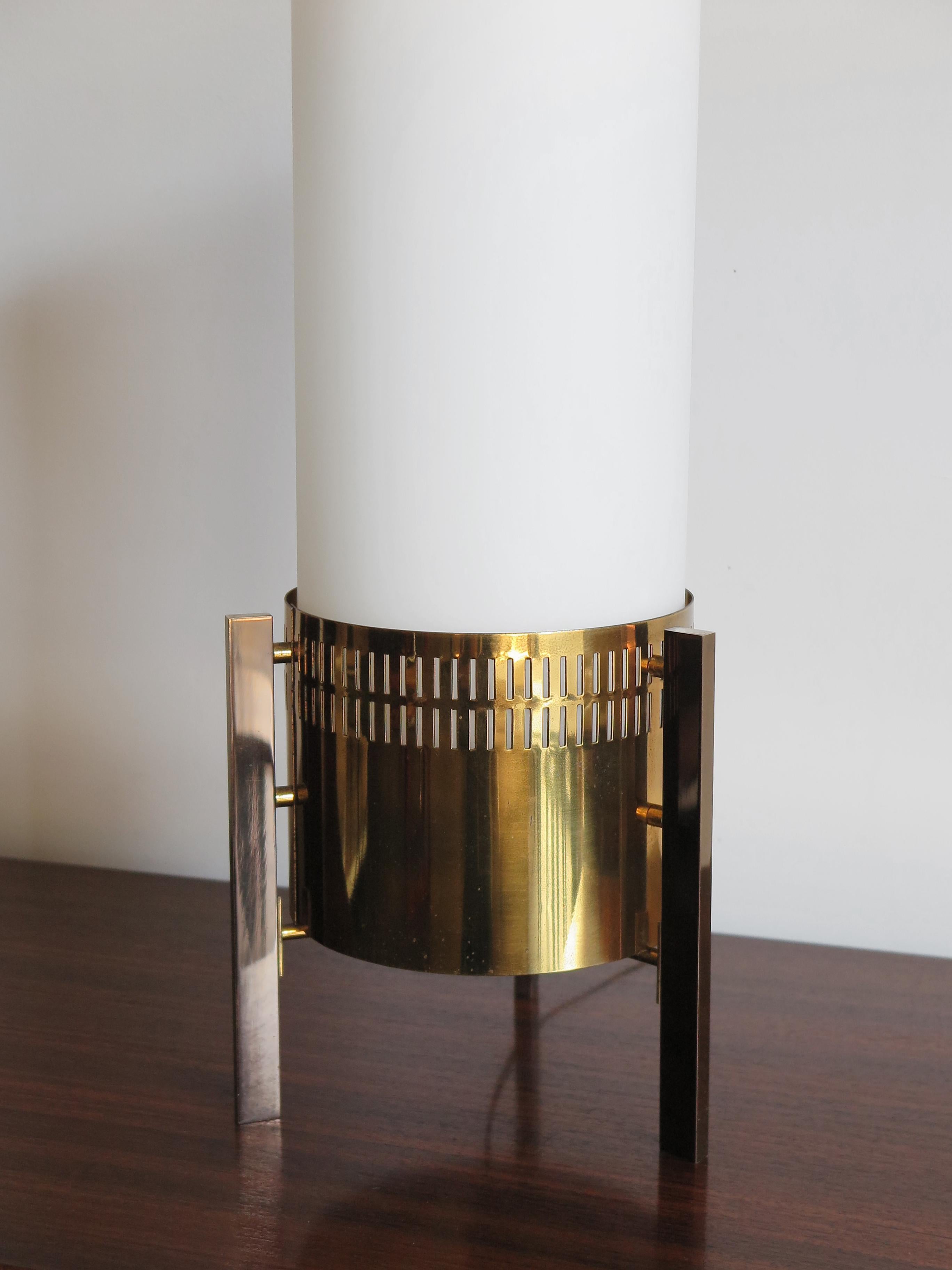 Stilnovo Midcentury Italian Brass Glass Table Lamp, Floor Lamp 1950s For Sale 6
