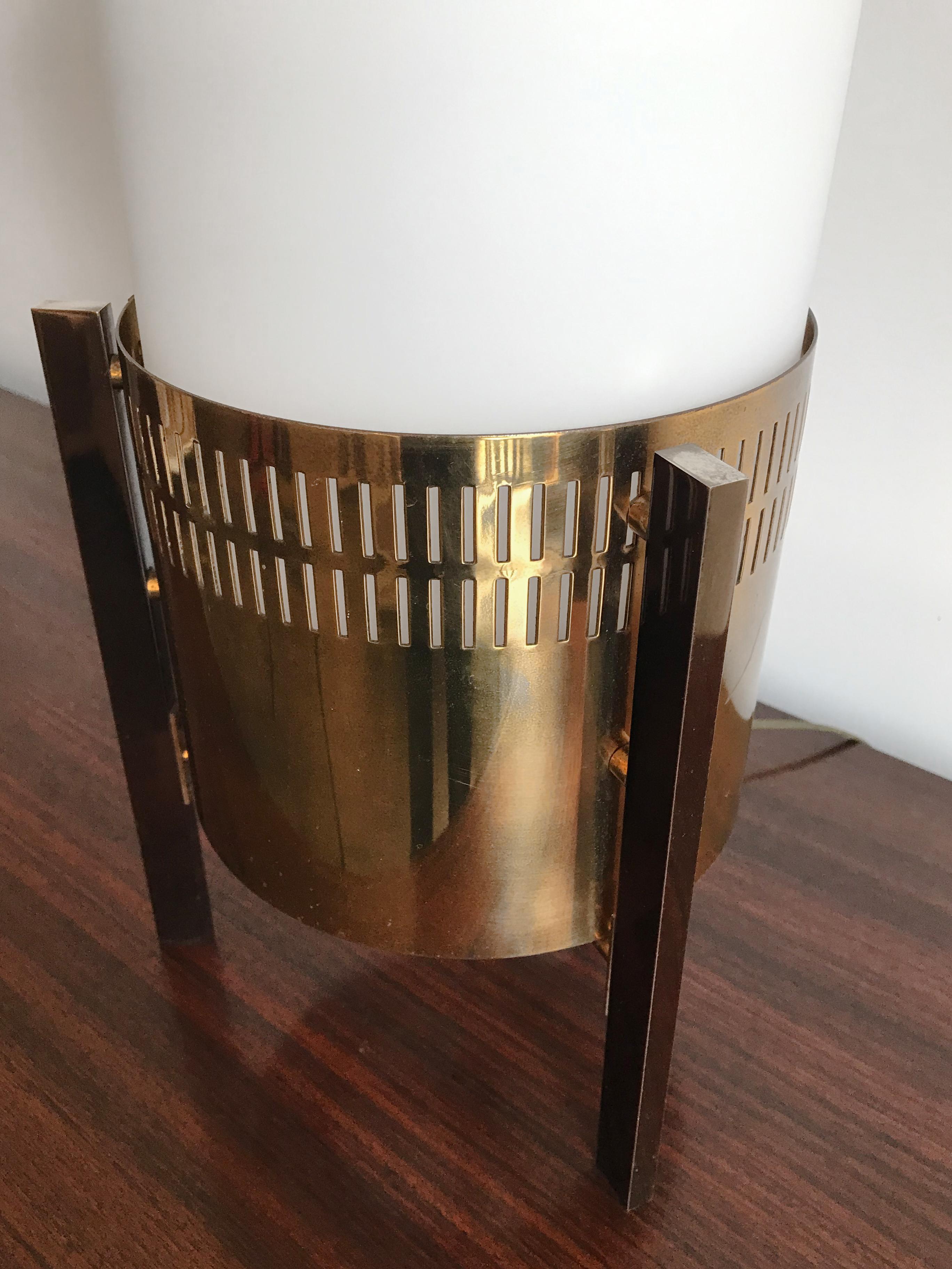 Stilnovo Midcentury Italian Brass Glass Table Lamp, Floor Lamp 1950s For Sale 7