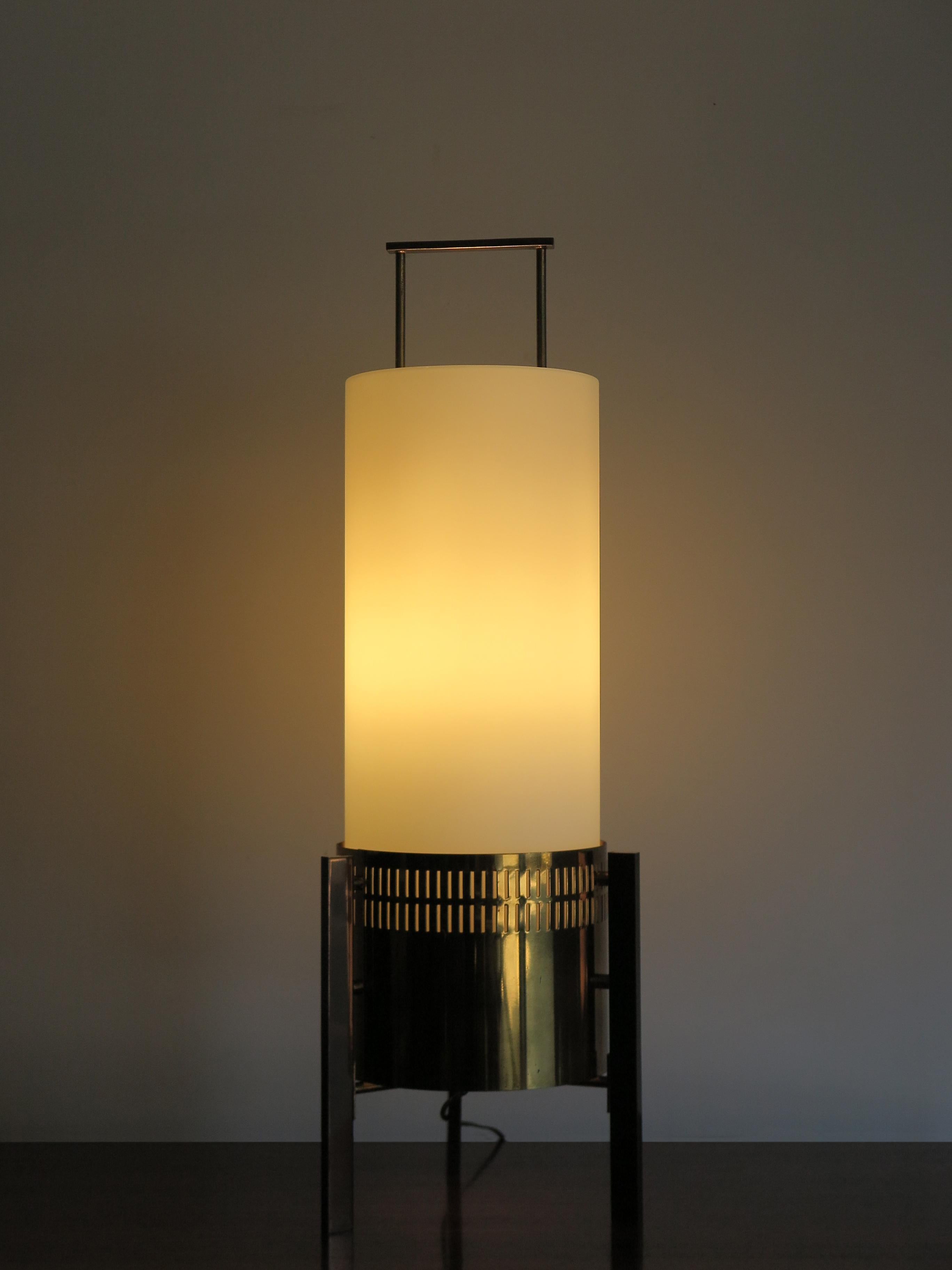 Mid-Century Modern Stilnovo Midcentury Italian Brass Glass Table Lamp, Floor Lamp 1950s For Sale