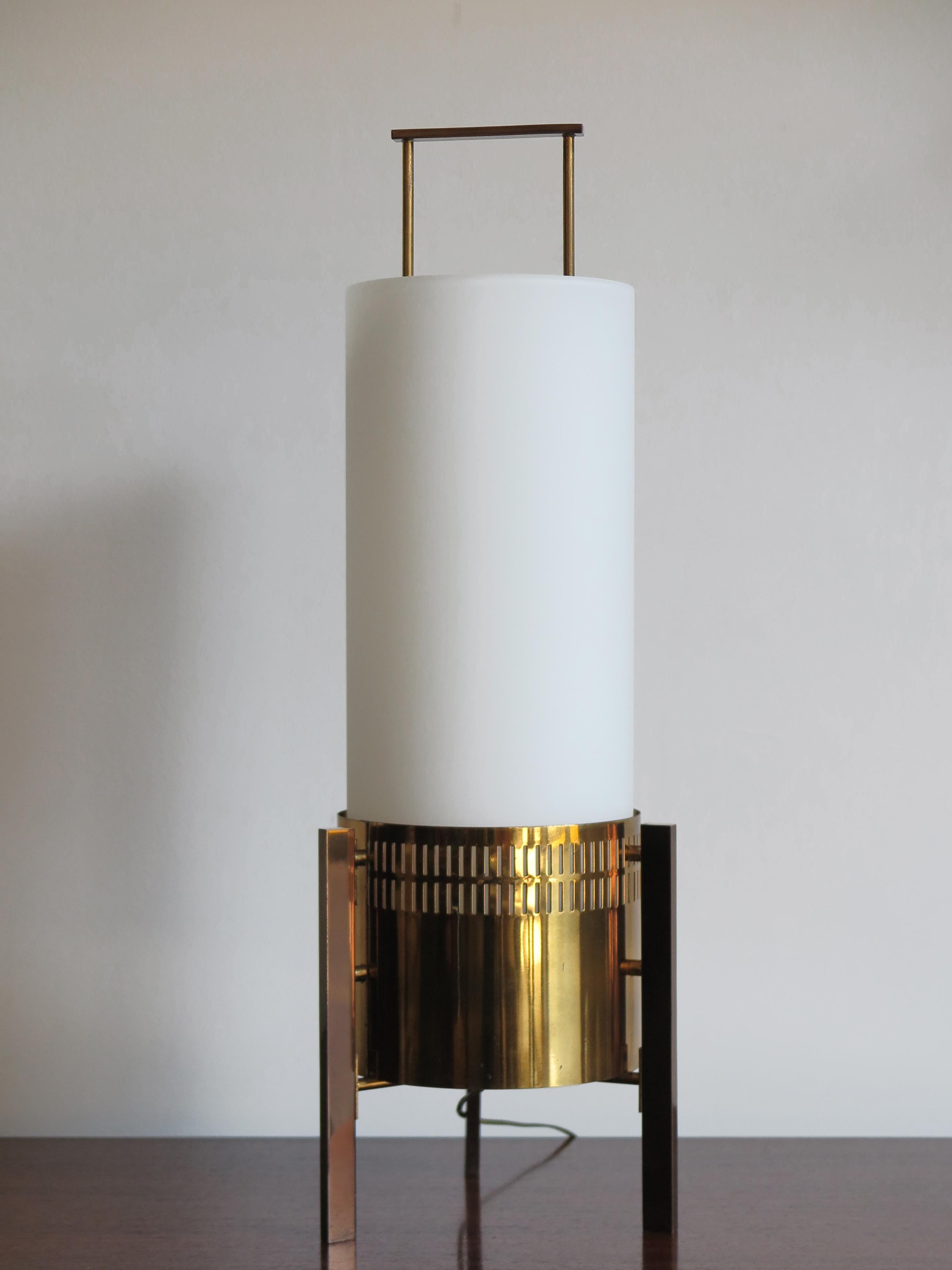 Mid-20th Century Stilnovo Midcentury Italian Brass Glass Table Lamp, Floor Lamp 1950s For Sale