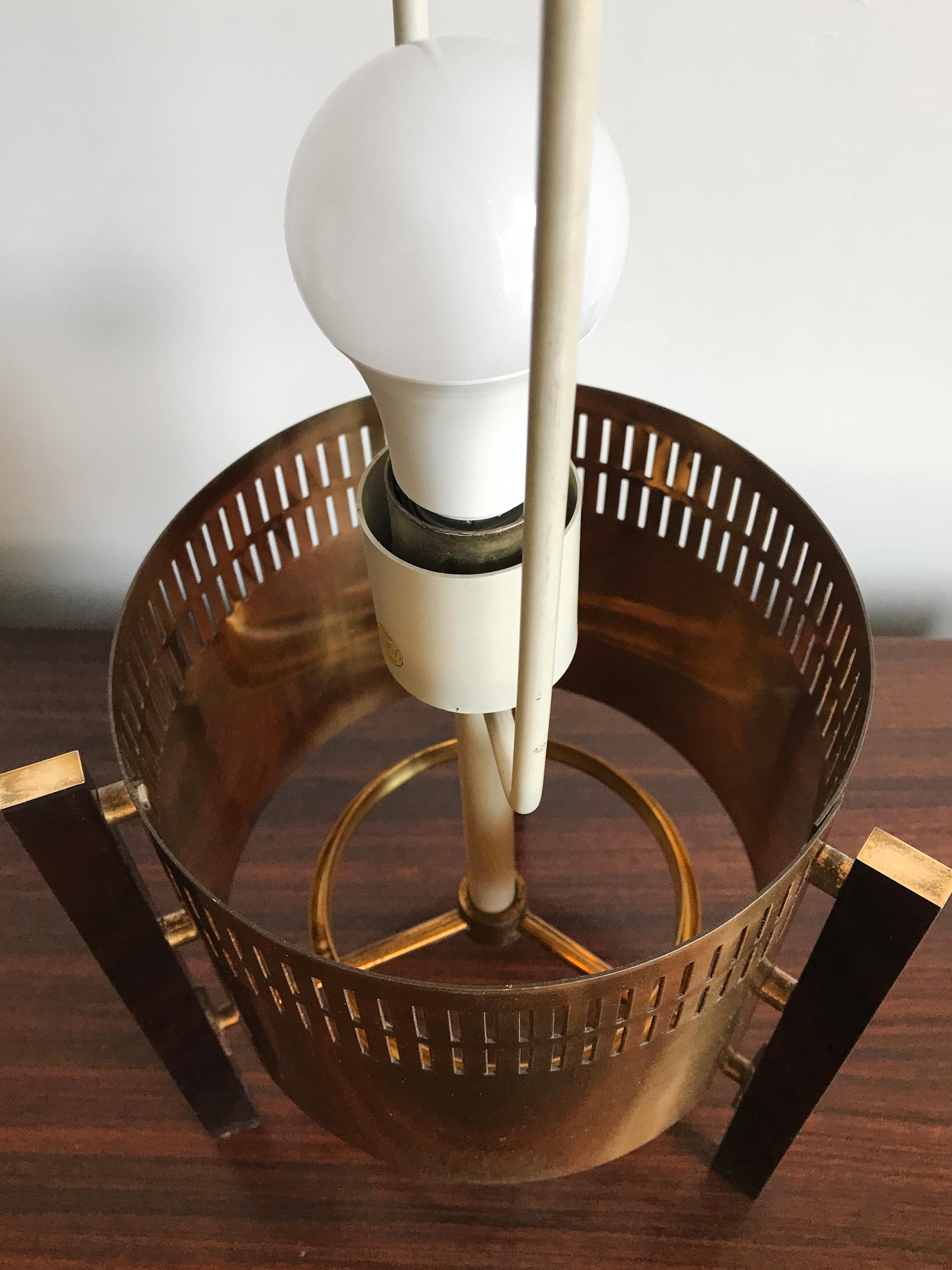 Stilnovo Midcentury Italian Brass Glass Table Lamp, Floor Lamp 1950s For Sale 2