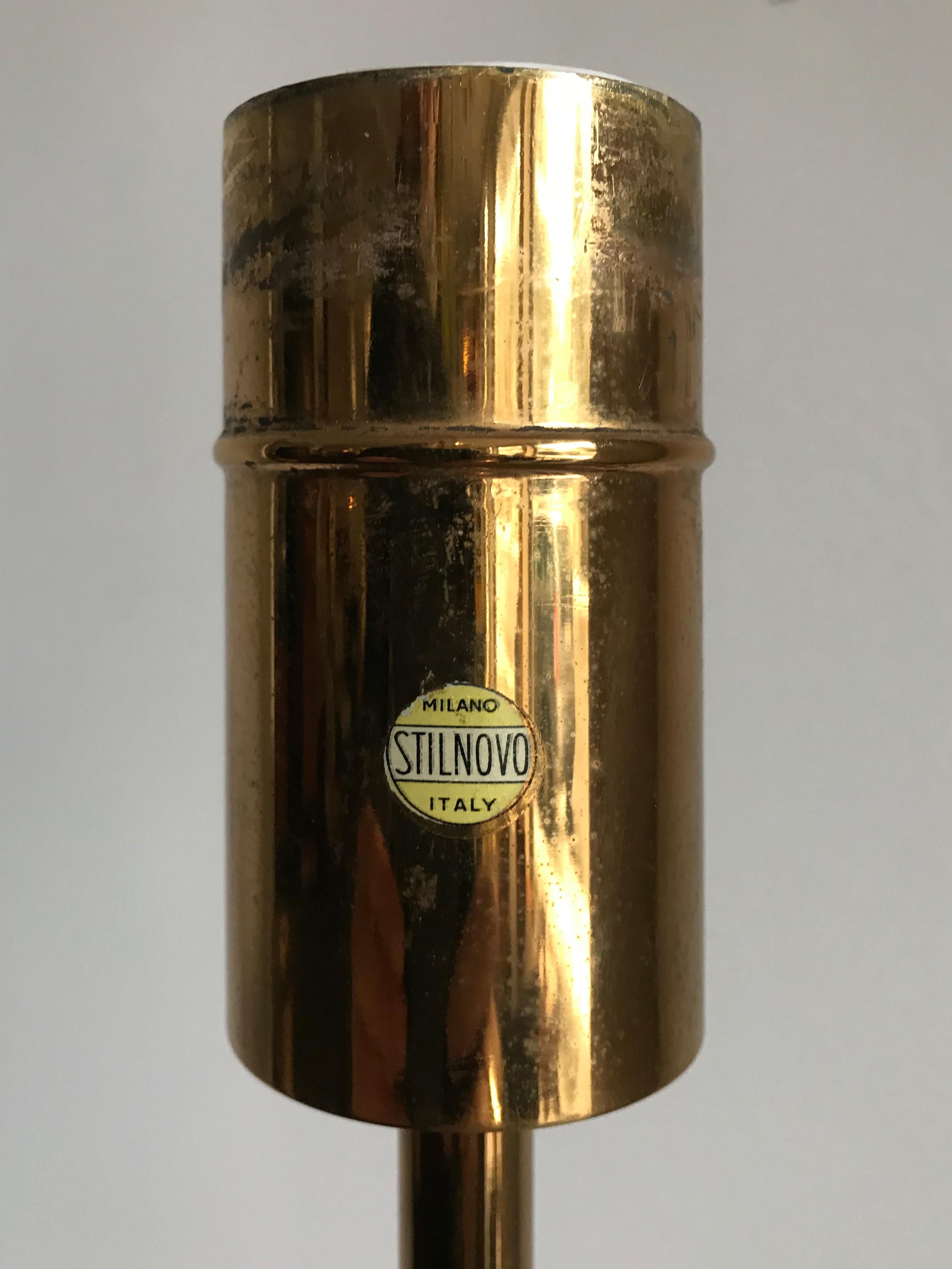Lampadaire italien Stilnovo du milieu du siècle dernier avec base en laiton, années 1950 en vente 6
