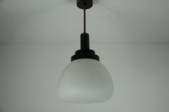 Stilnovo Midcentury Metal and Glass Pendant Lamp, 1960s, Italy