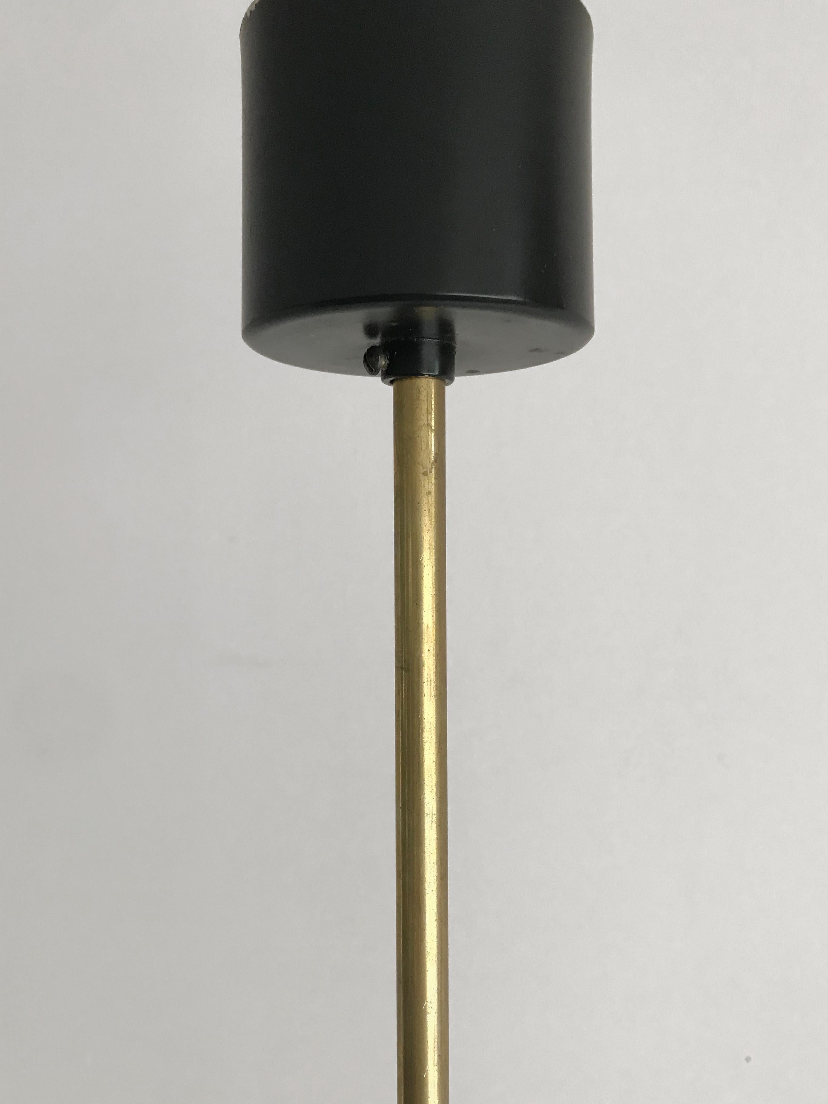 Stilnovo Midcentury Modern Design Italian Brass Glass Pendant Lamp, 1950s 10