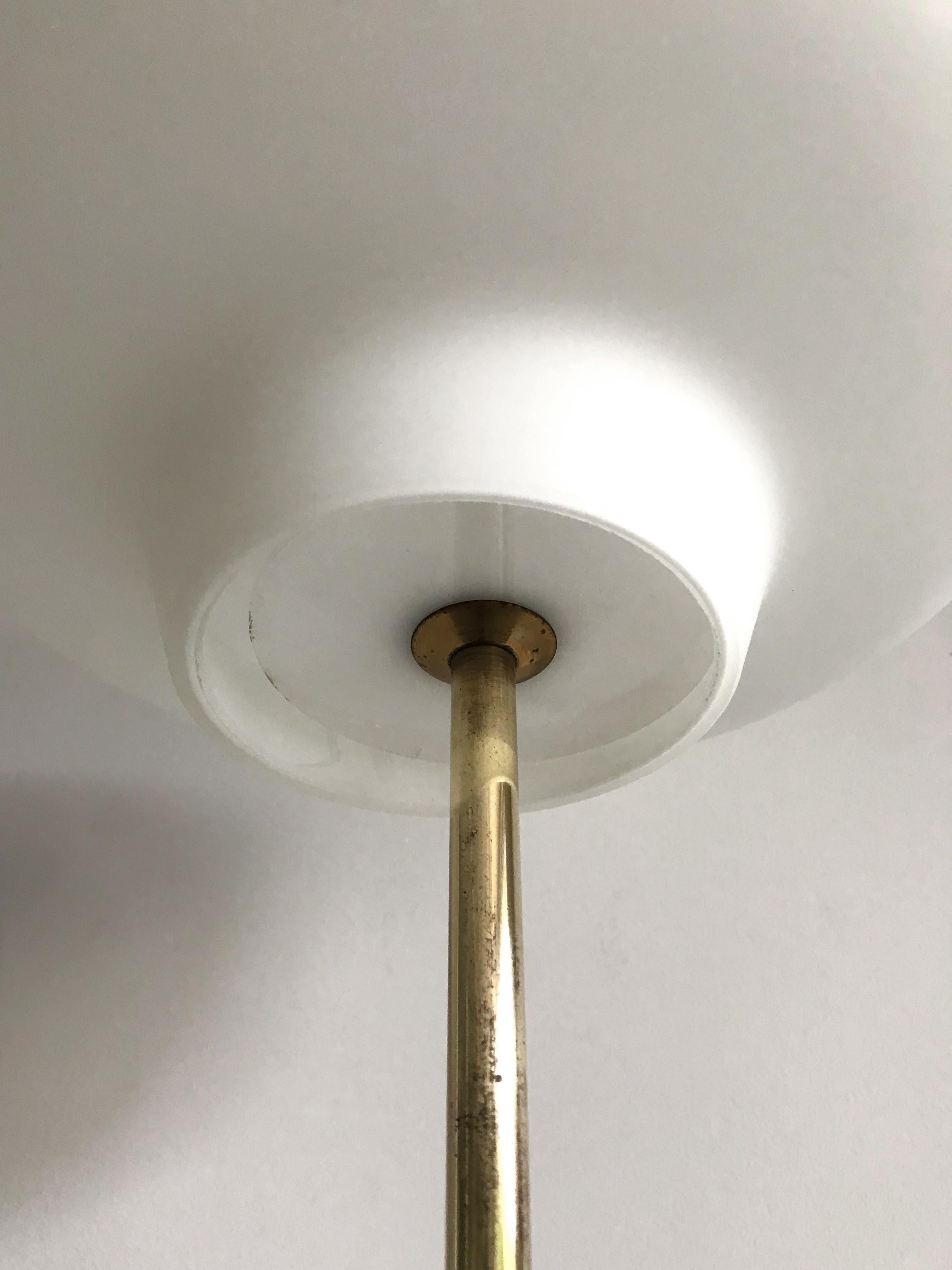 Metal Stilnovo Mid-Century Modern Design Italian Glass Brass Floor Lamp, 1950s