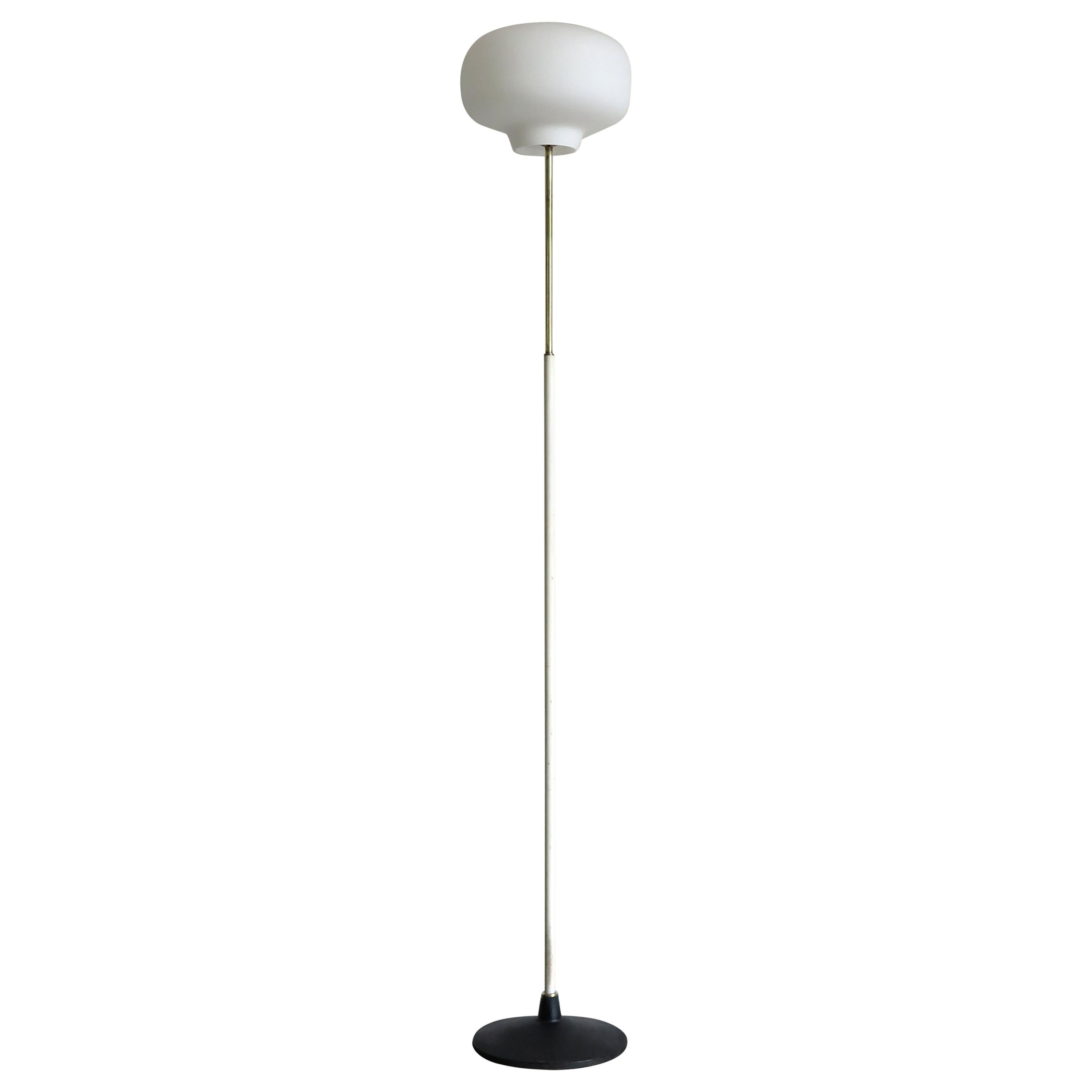 Stilnovo Mid-Century Modern Design Italian Glass Brass Floor Lamp, 1950s