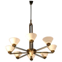 Stilnovo Midcentury Murano Glass Chandelier, Italy, 1950s