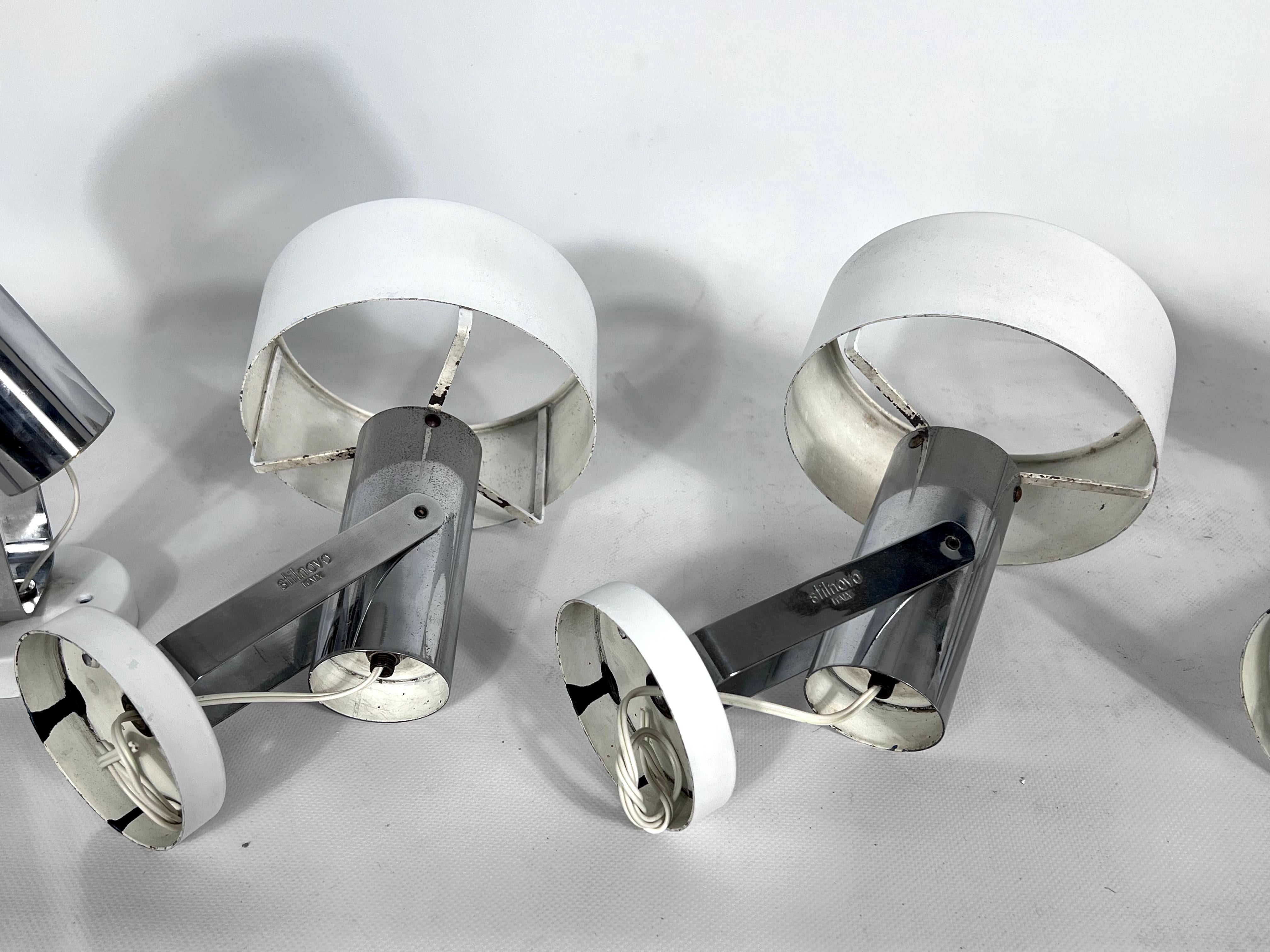 Stilnovo Milano, Set of Five Orientable Wall Lights from 50s For Sale 3