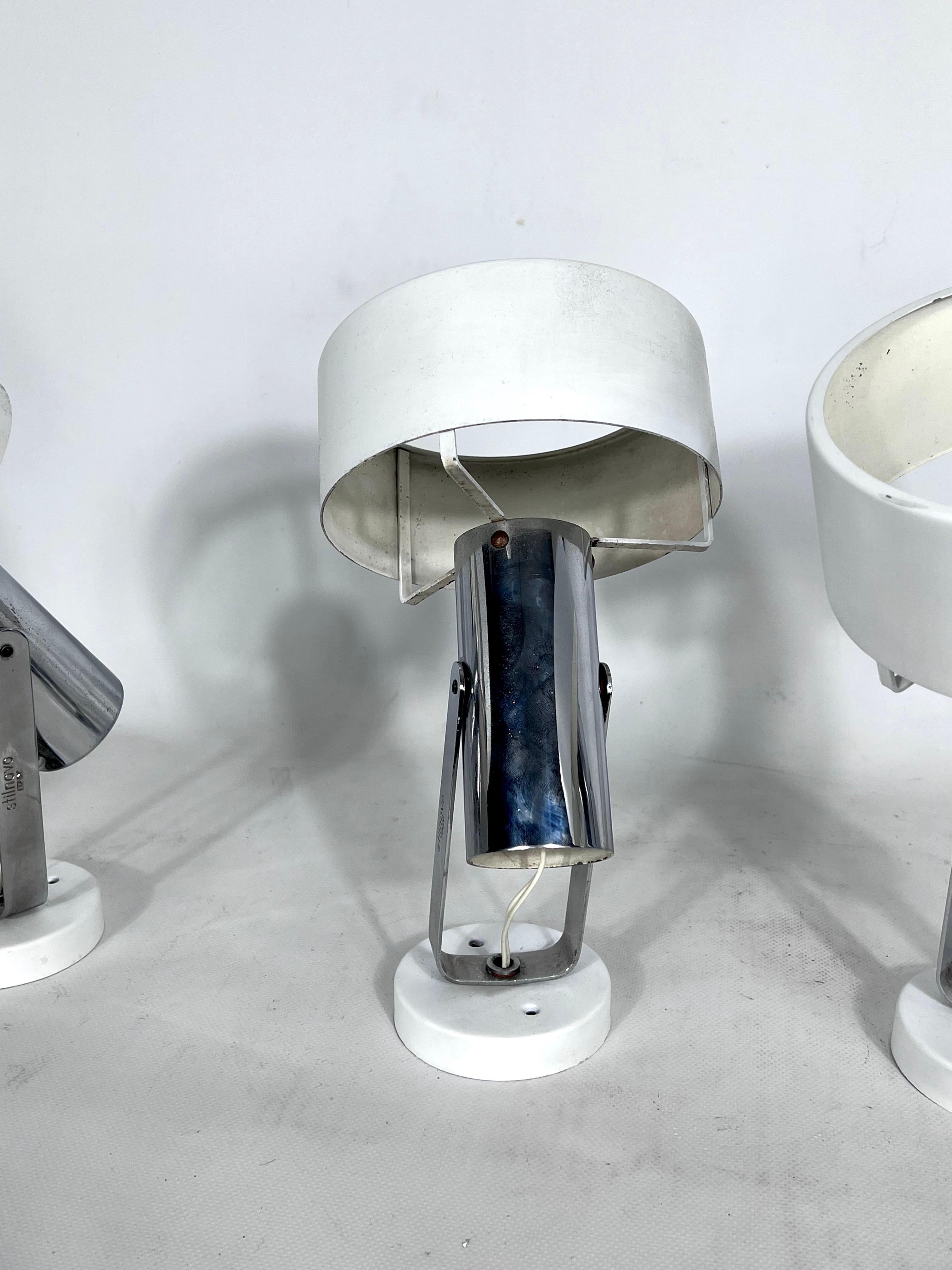 Metal Stilnovo Milano, Set of Five Orientable Wall Lights from 50s For Sale