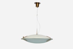 Stilnovo Model 1140 Pendant Light, Glass and Brass, 1960s