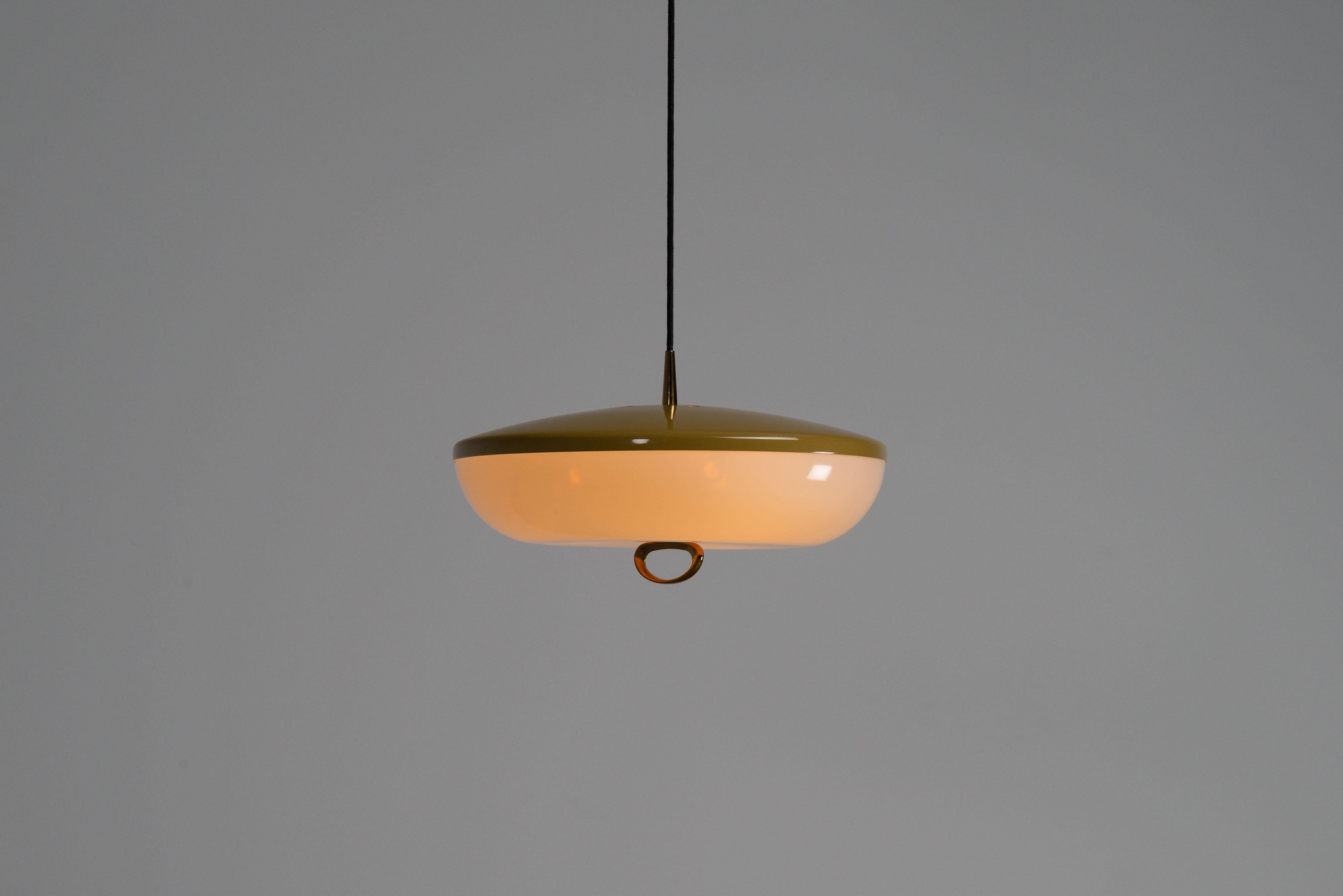 Mid-Century Modern Stilnovo model 1177 pulley pendant Italy 1960