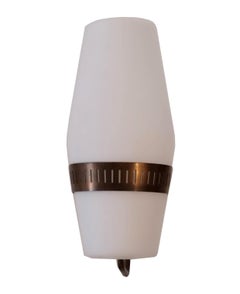 Stilnovo Model.2078 Brass and Glass Wall Lamp, Italy 1950s