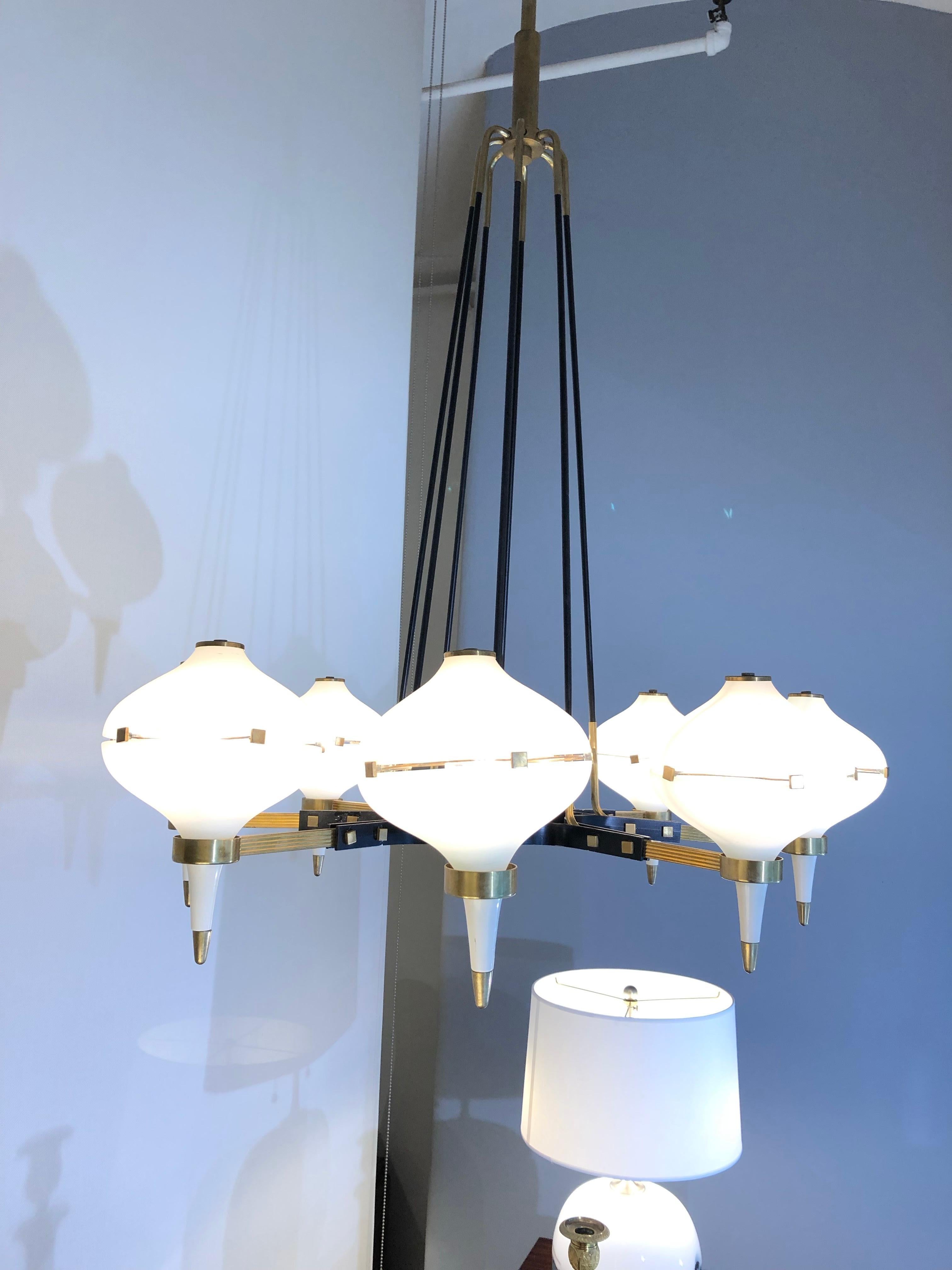 Mid-Century Modern Modernist Eight-Light Chandelier For Sale