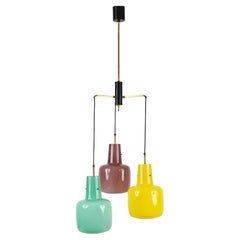 Stilnovo Murano Glas Italienischer Kronleuchter mit drei Lichtern, 1950er Jahre