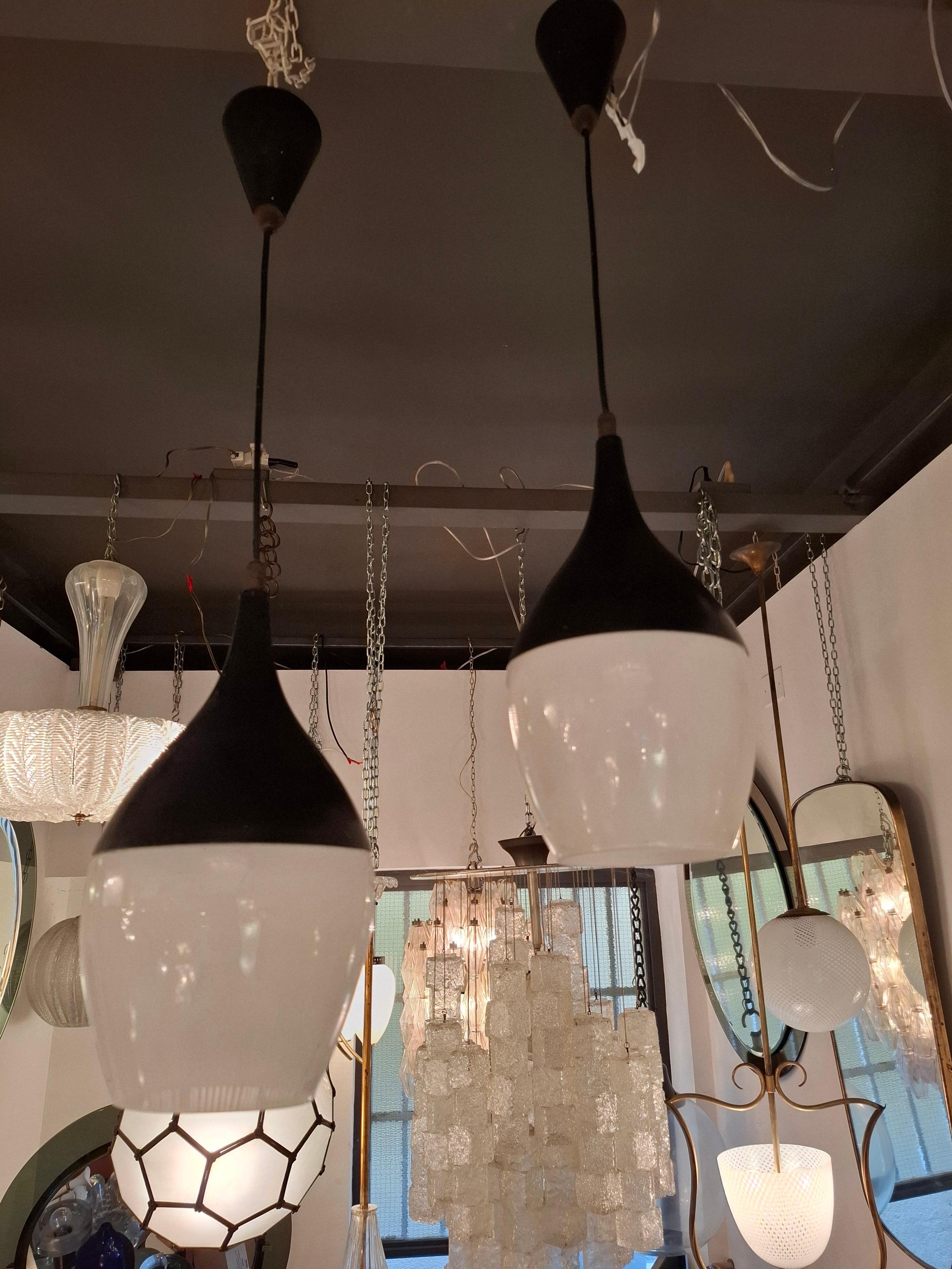 STILNOVO n 2 CHANDELIER GLASS BRASS ..1960 italiMETAL 1950 ITALY For Sale 4