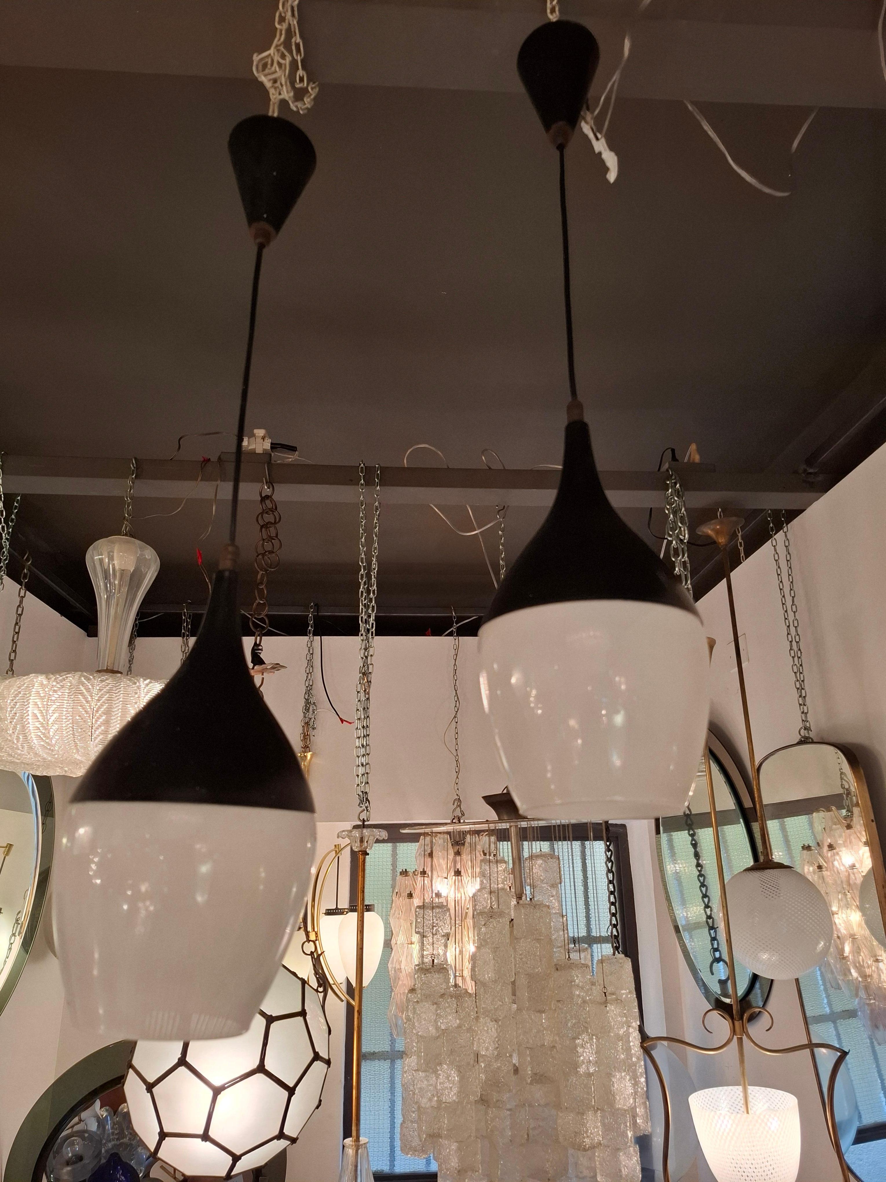 STILNOVO n 2 CHANDELIER GLASS BRASS ..1960 italiMETAL 1950 ITALY For Sale 5