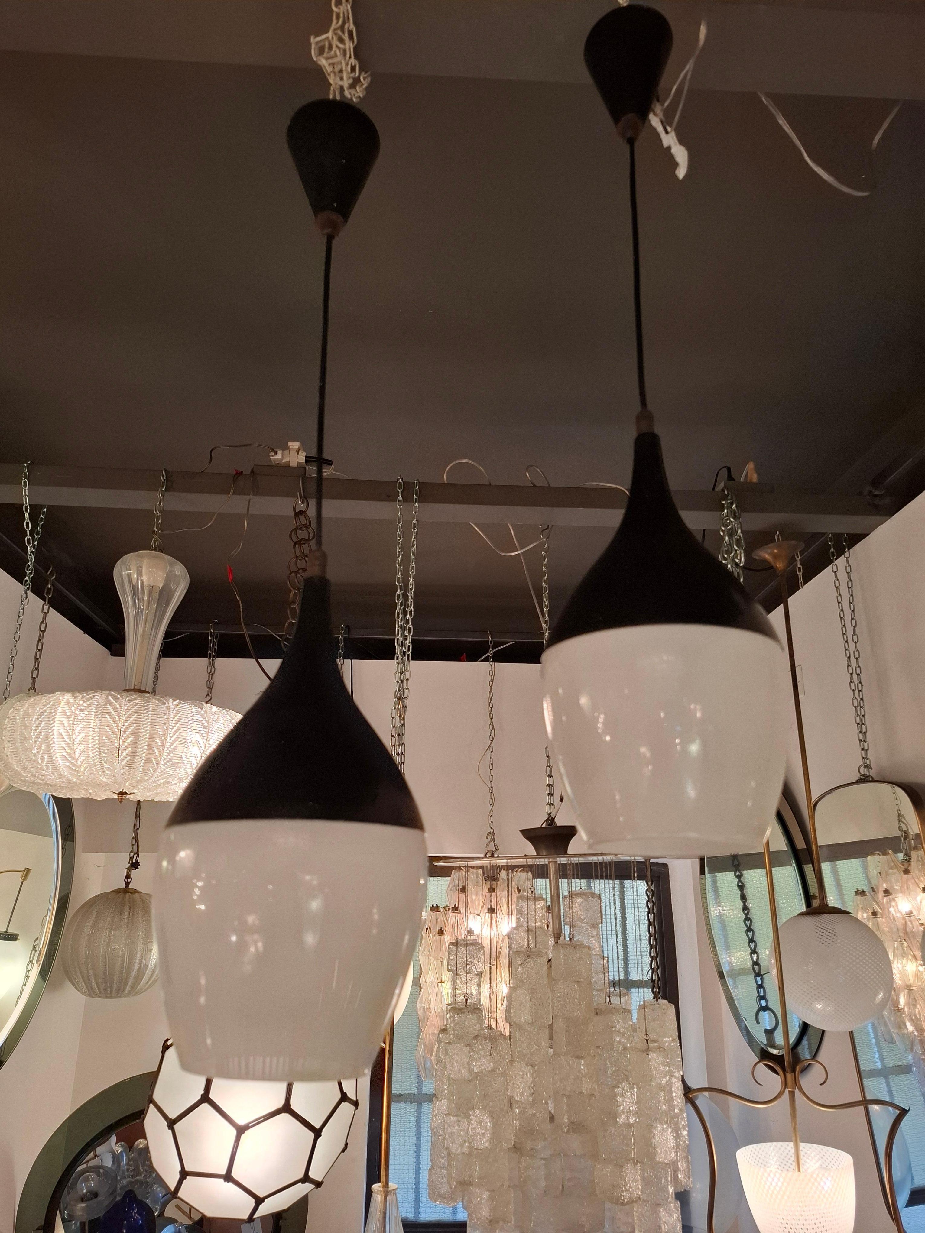 STILNOVO n 2 CHANDELIER GLASS BRASS ..1960 italiMETAL 1950 ITALY For Sale 6
