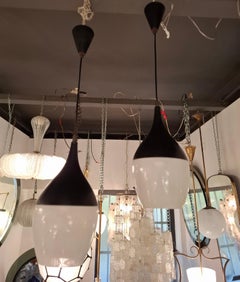 STILNOVO n 2 CHANDELIER GLASS BRASS ..1960 italiMETAL 1950 ITALY