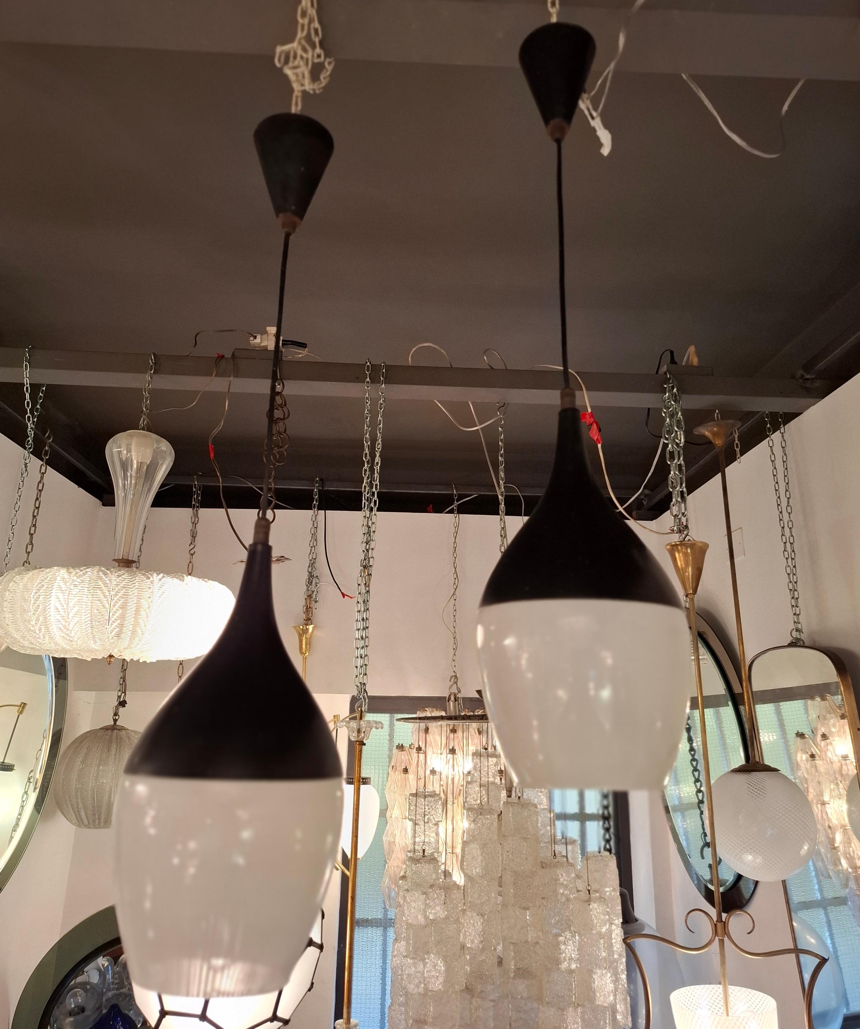 Other STILNOVO n 2 CHANDELIER GLASS BRASS ..1960 italiMETAL 1950 ITALY For Sale