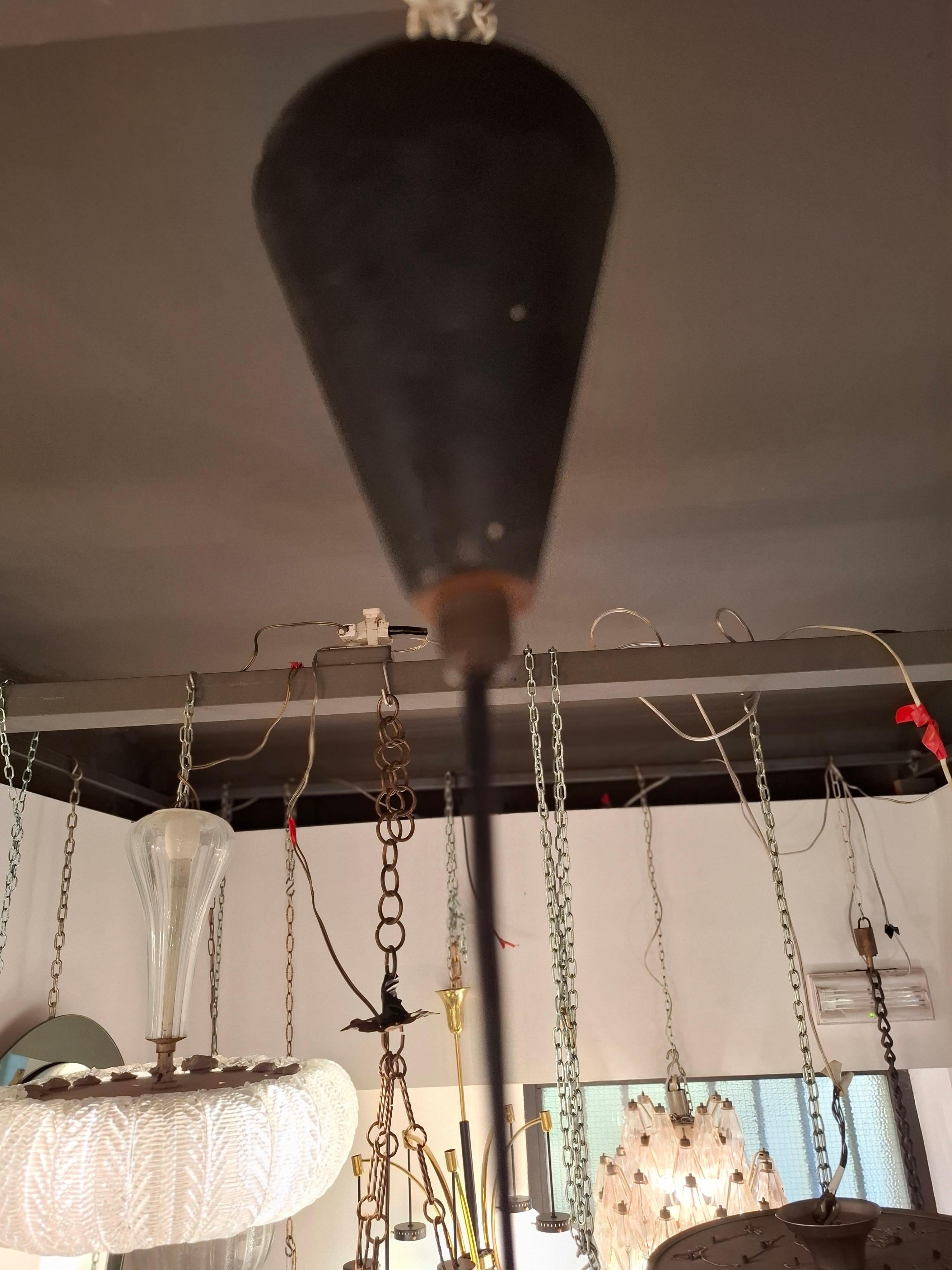 STILNOVO n 2 CHANDELIER GLASS BRASS ..1960 italiMETAL 1950 ITALY For Sale 1