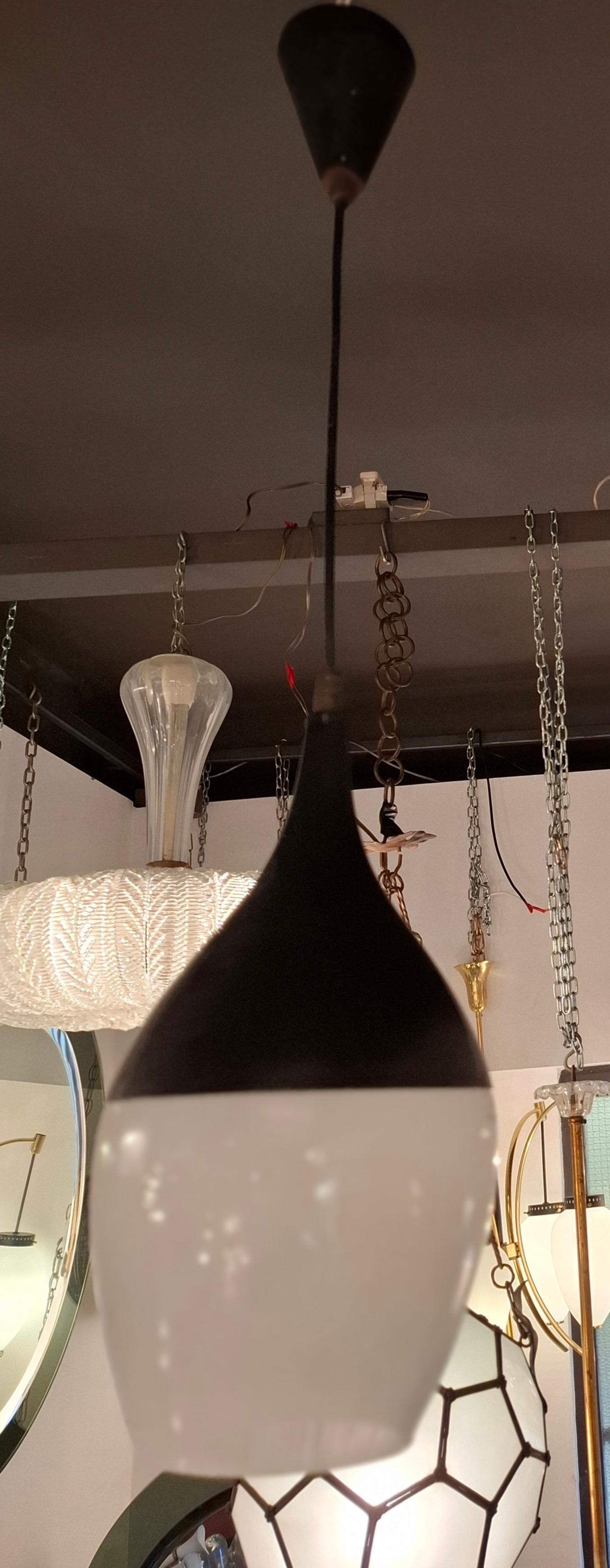 STILNOVO n 2 CHANDELIER GLASS BRASS ..1960 italiMETAL 1950 ITALY For Sale 3